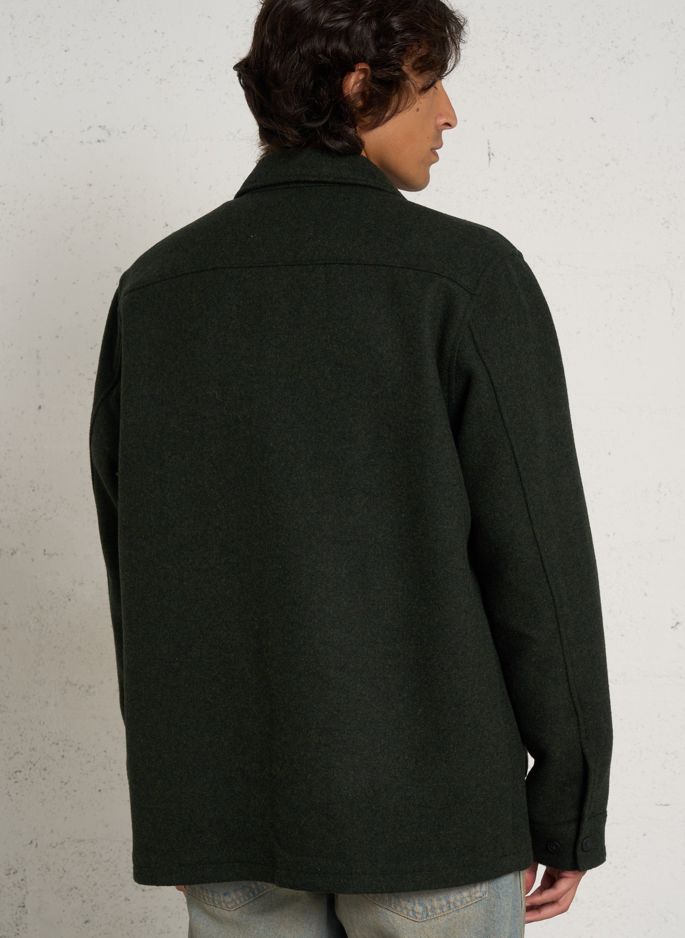 Surchemise droite en laine mélangée LES DEUX Vert