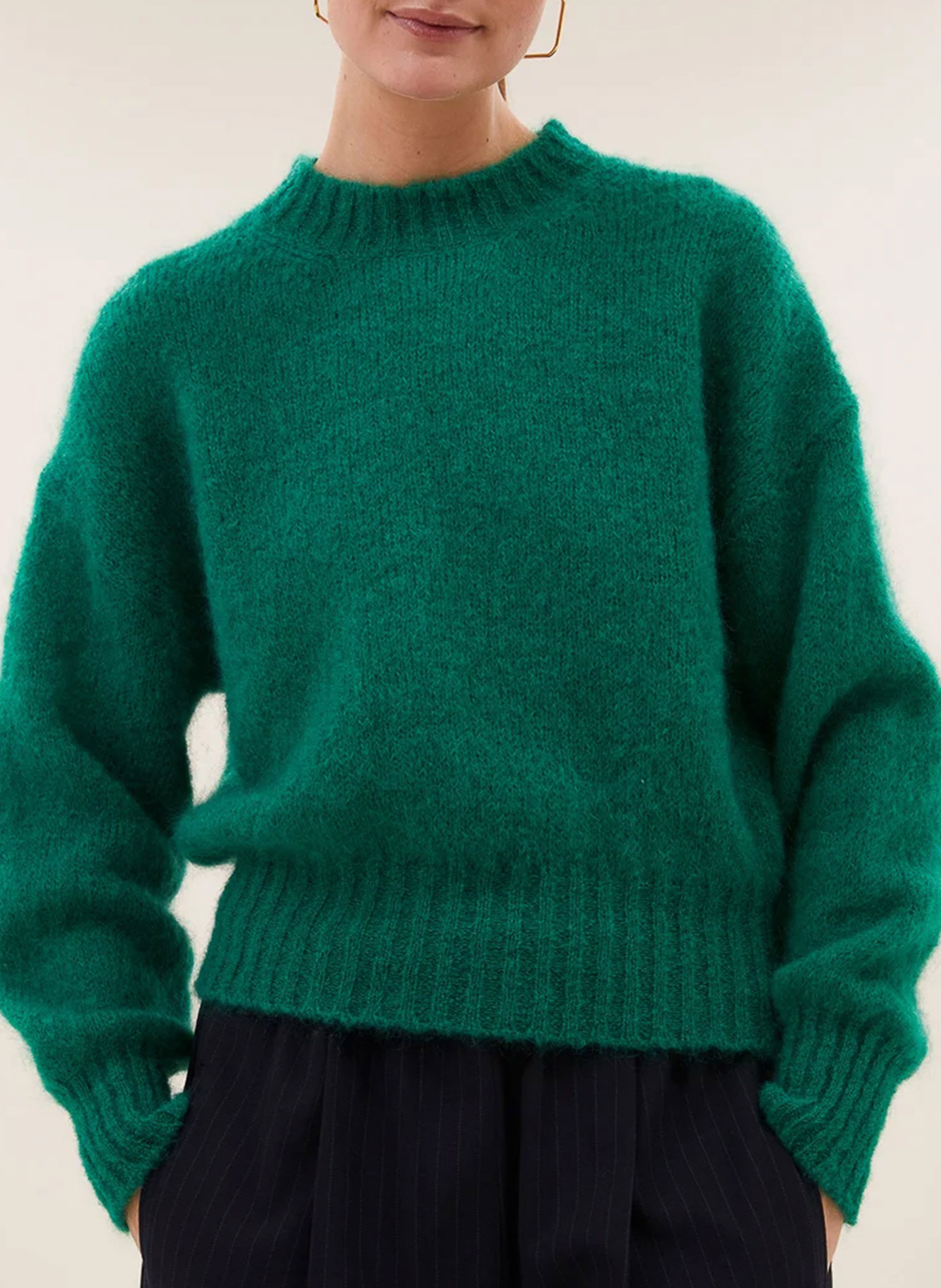 Pull oversize en laine mélangée | Vert BY BAR Femme