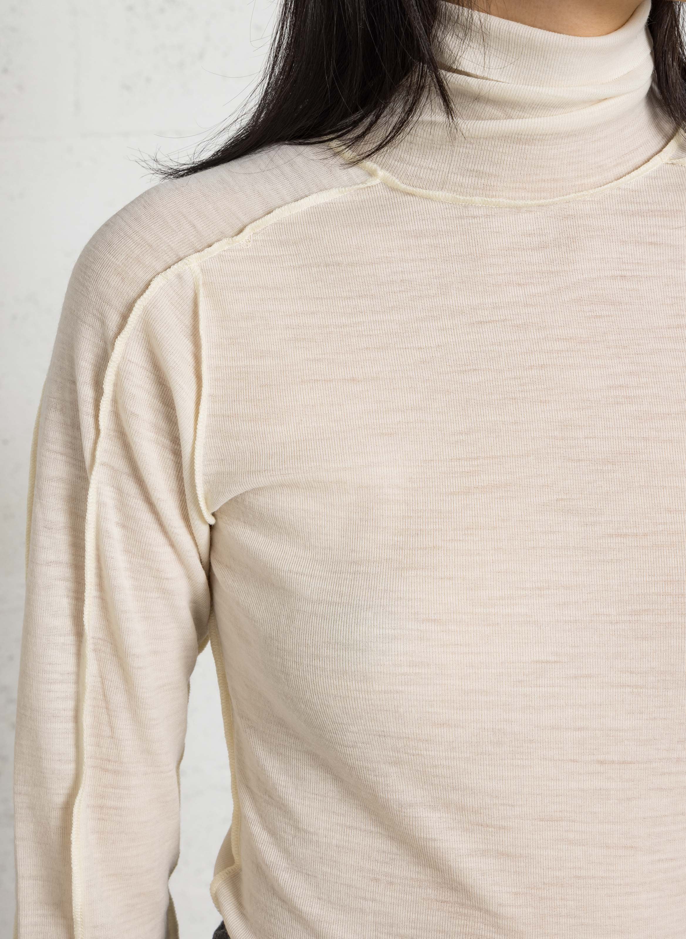 Tee-shirt col montant en laine SOEUR Beige
