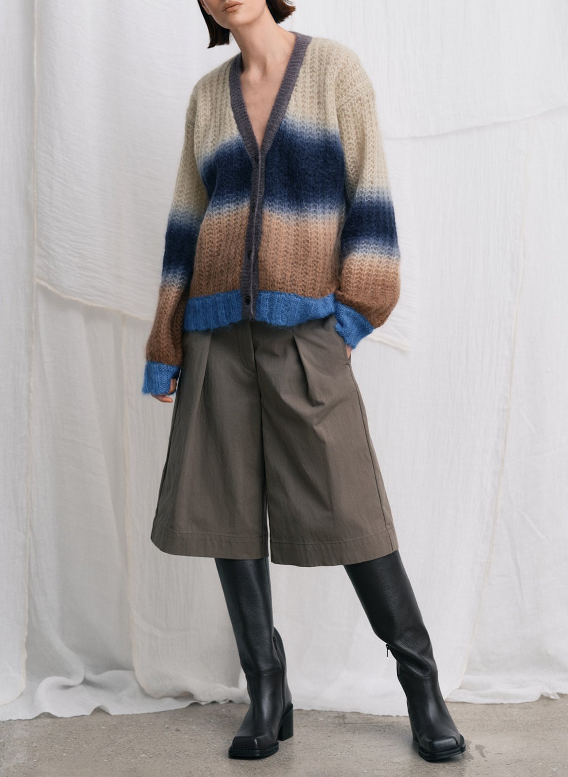 V-neck wool-blend cardigan RABENS SALONER Blue