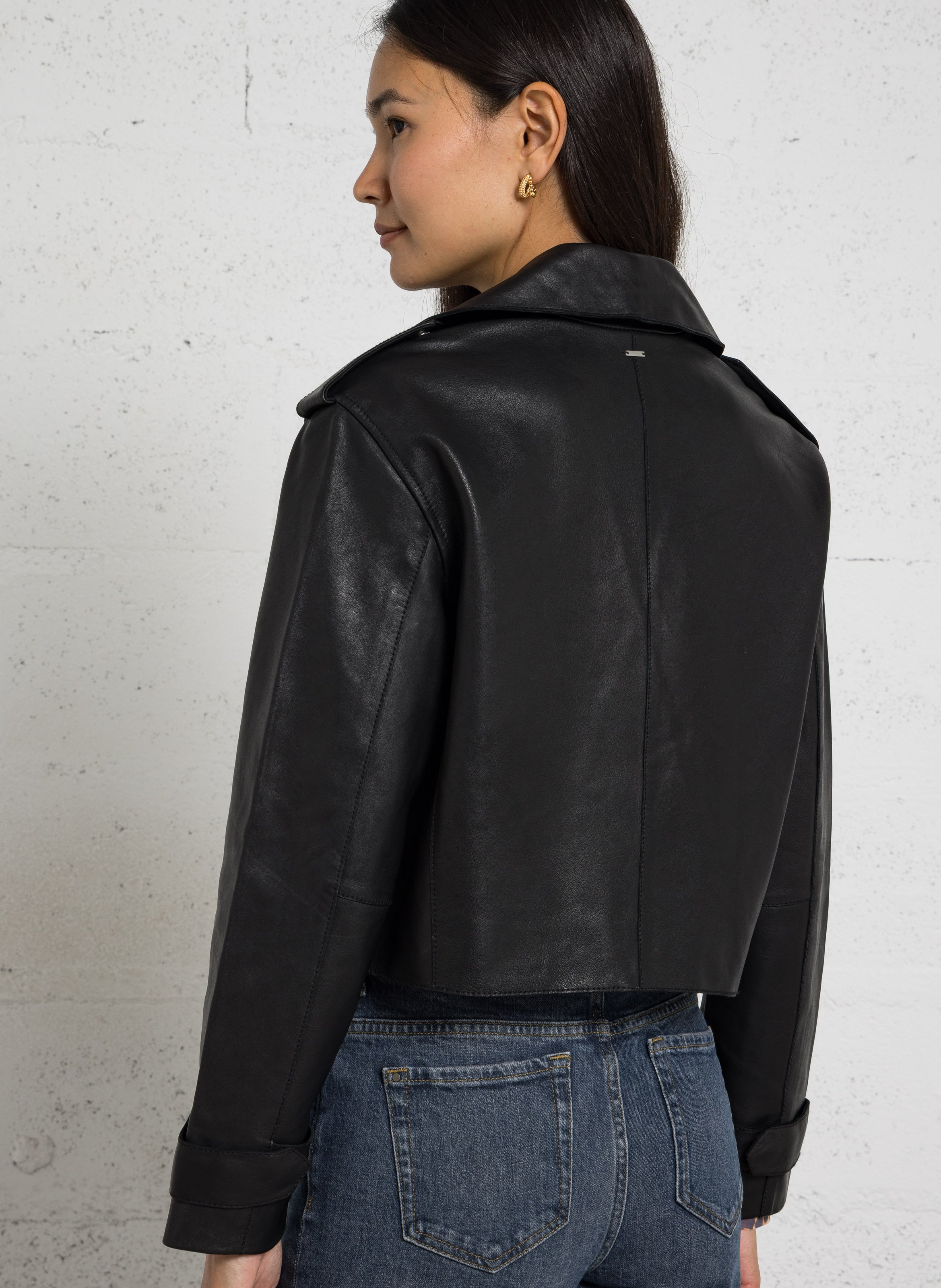Veste oversize en cuir  IKKS Noir