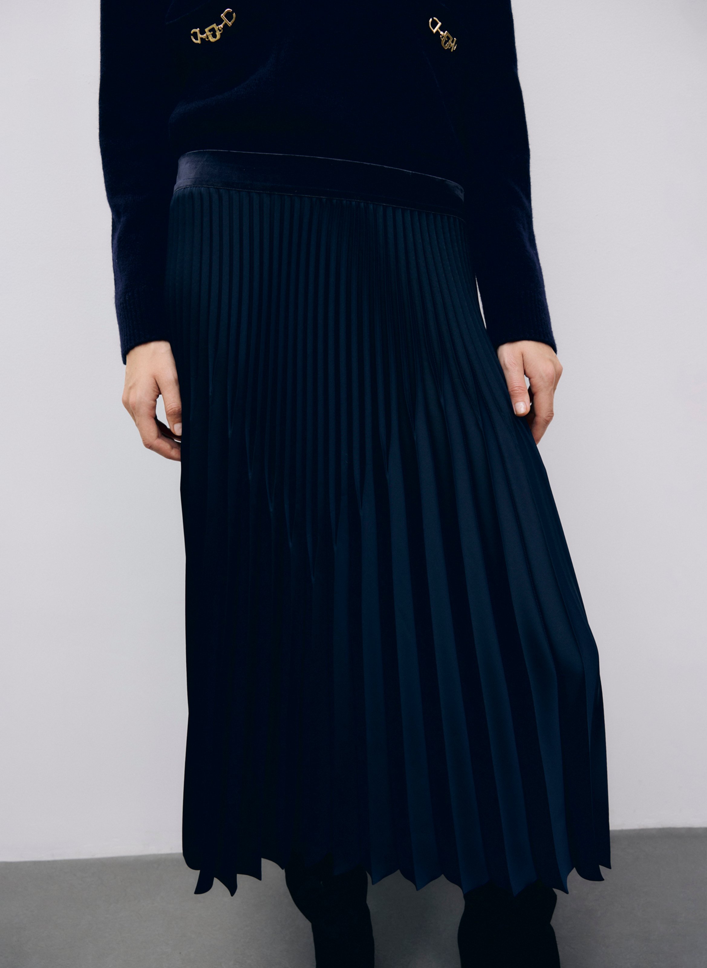 Jupe midi plissée GERARD DAREL Bleu