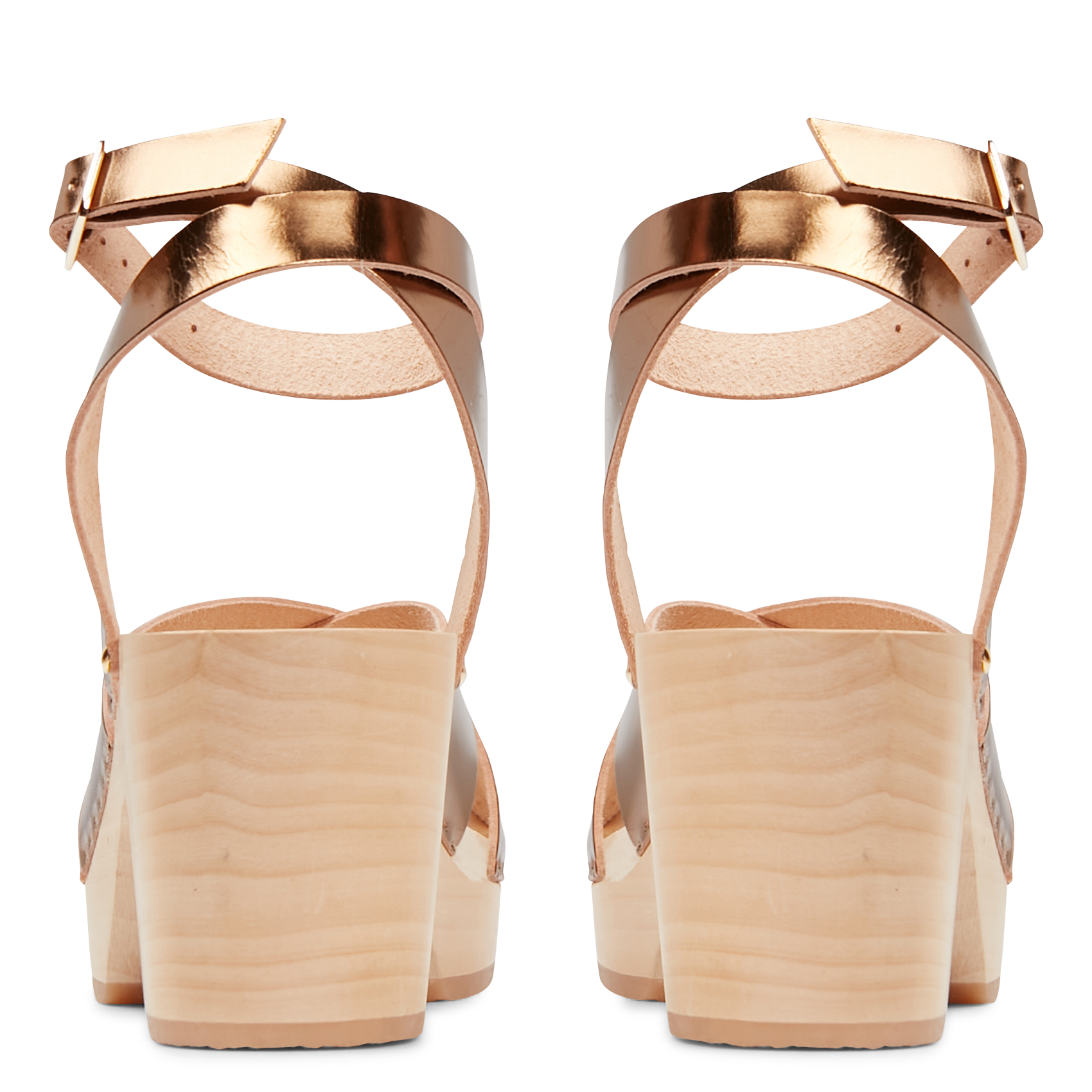 Heeled open clog sandals with adjustable strap SABOTS YOUYOU Brown