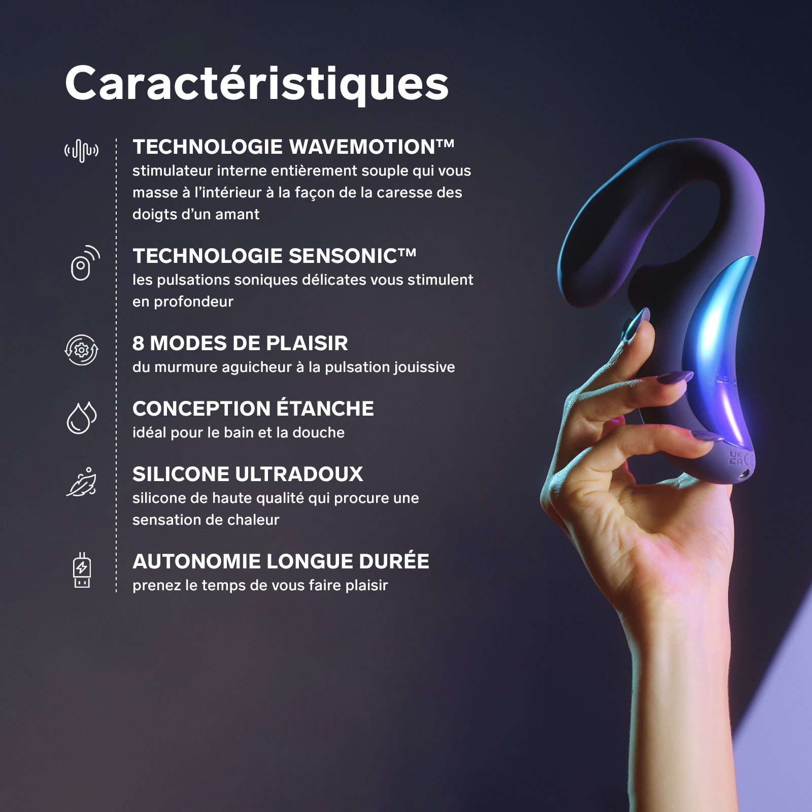 Stimulateur clitoridien sonique et vibromasseur point g LELO Violet