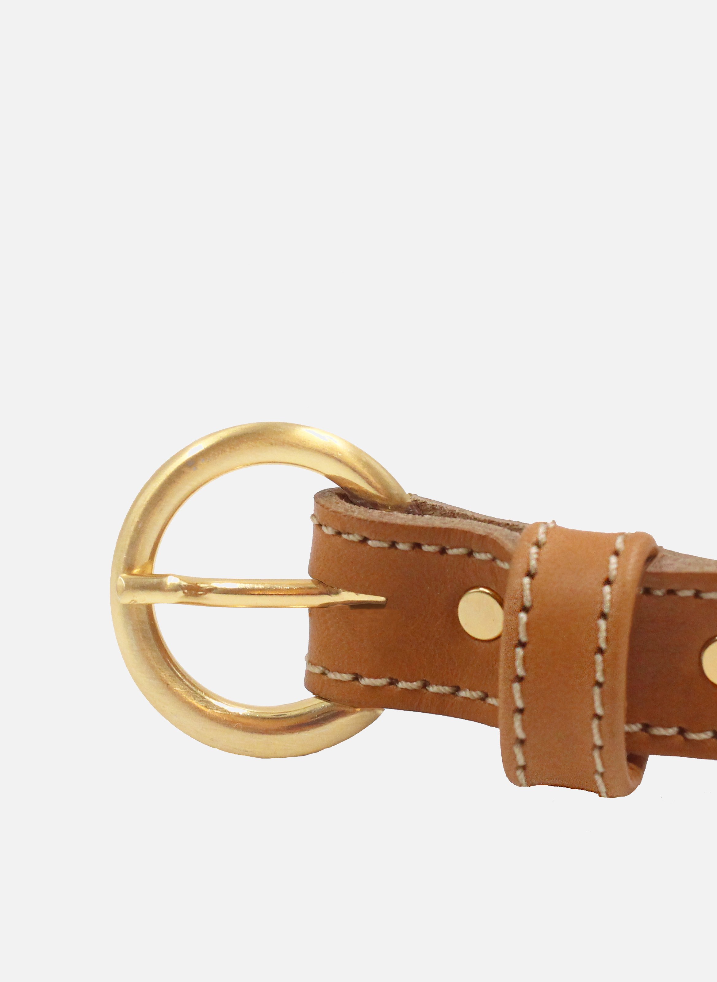 Belt with gold buckle smooth leather JULES & JENN Brown