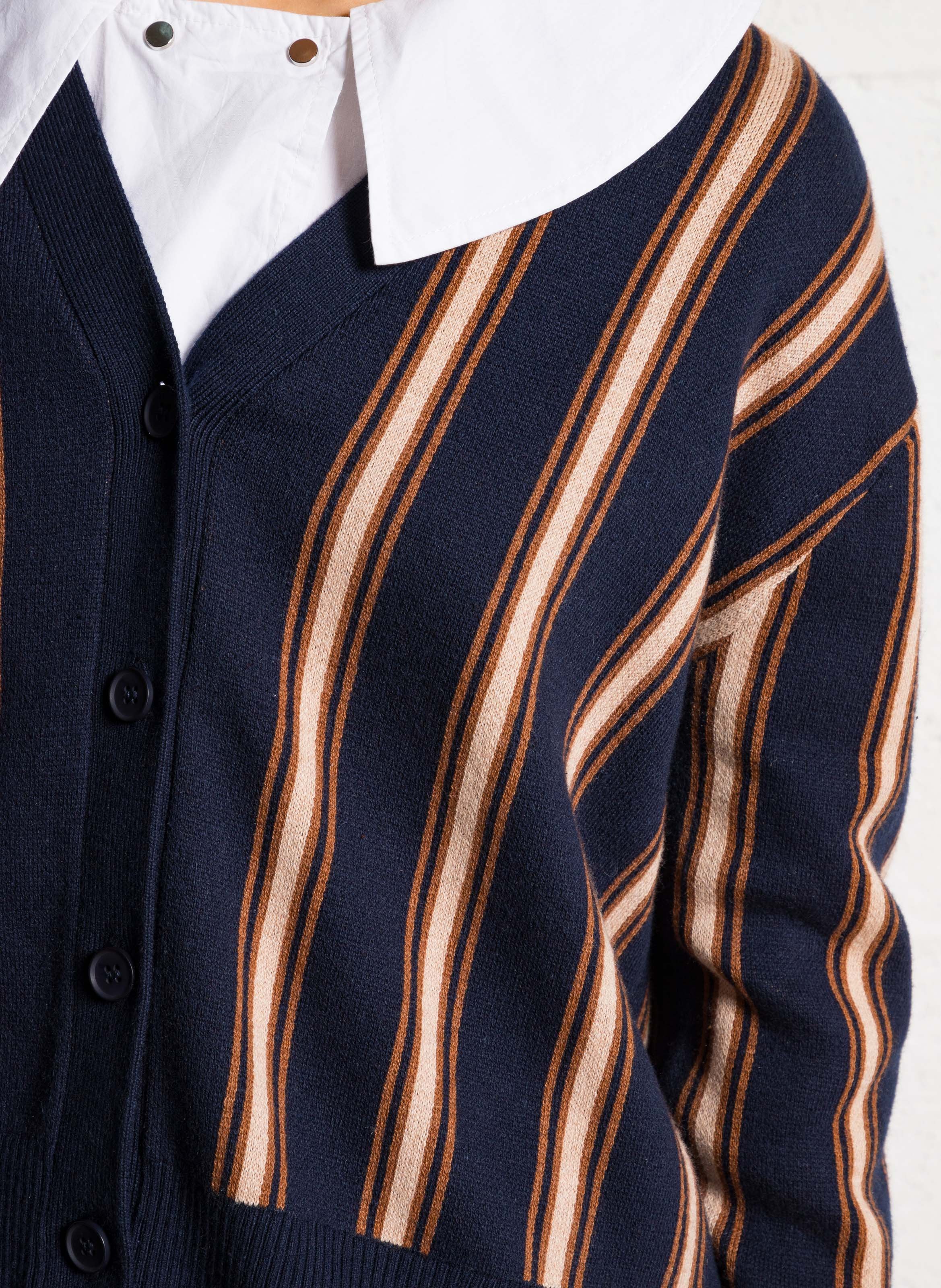 Gilet col V en coton mélangé THE TINY BIG SISTER Bleu