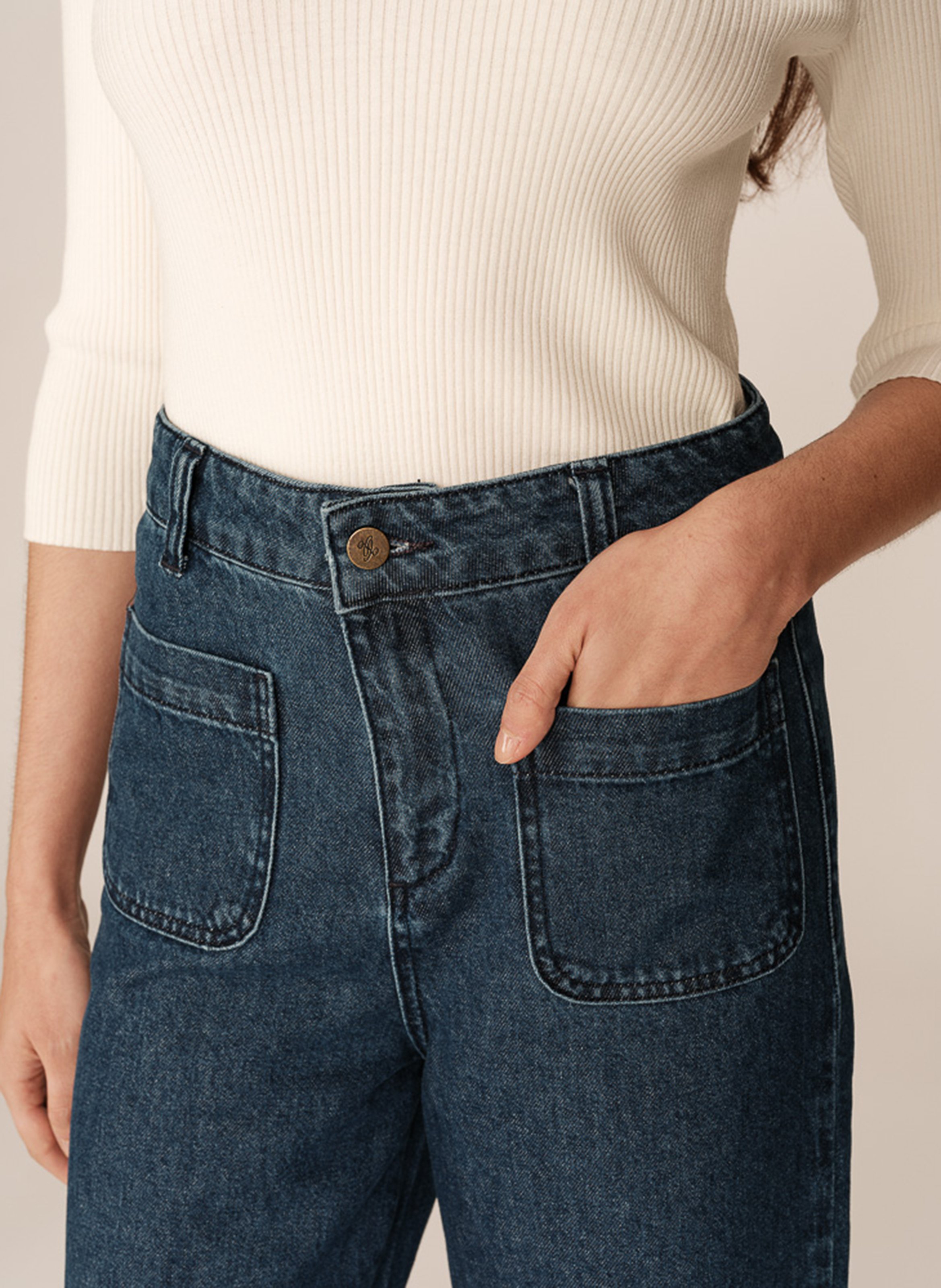 Wide leg cotton jeans GRACE ET MILA Blue