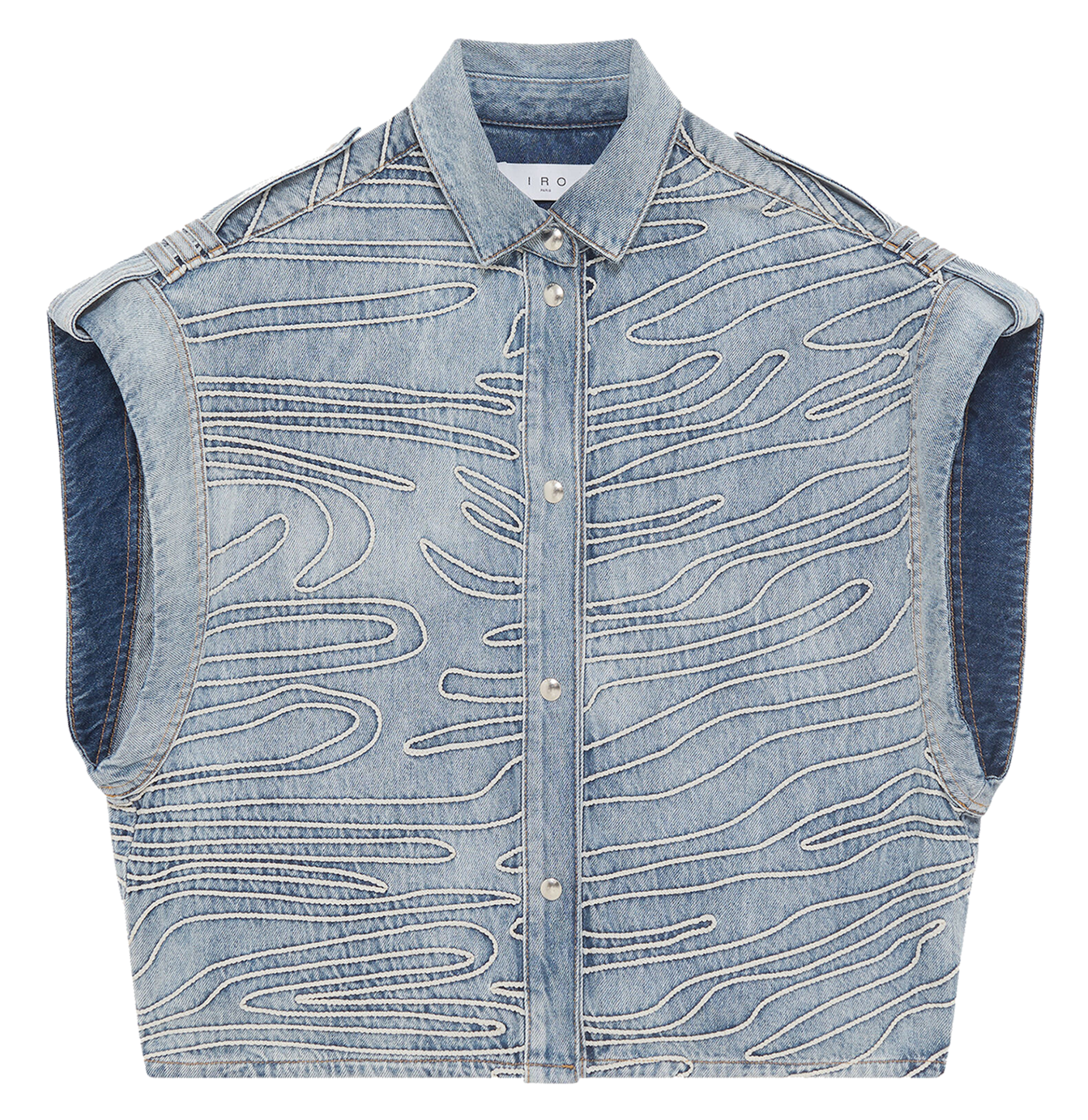 Sleeveless embroidered denim top IRO Blue