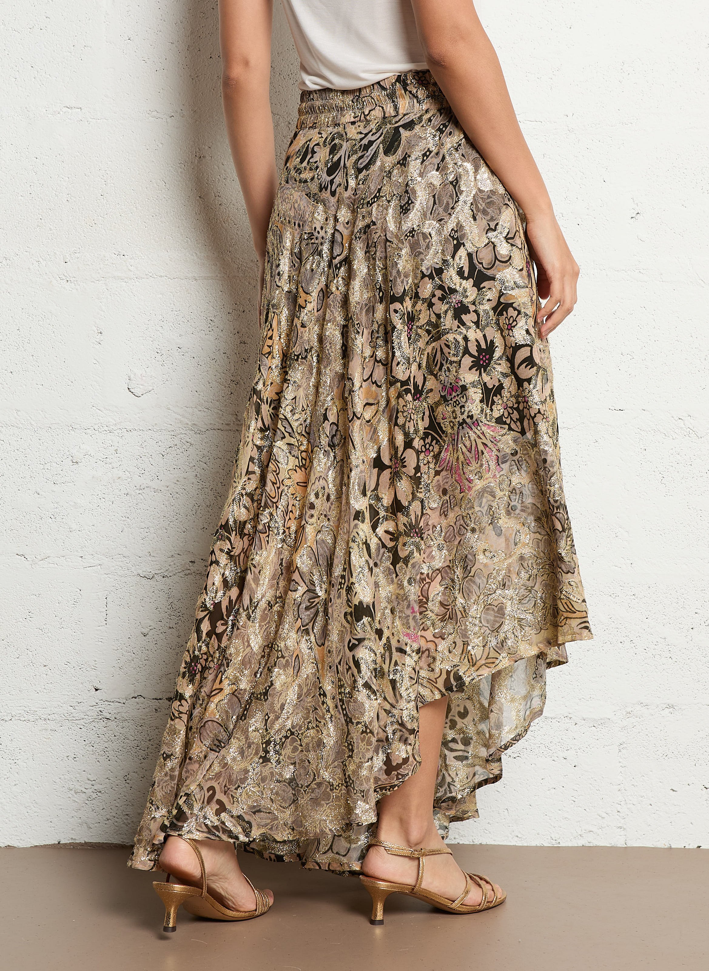 Printed asymmetric midi skirt MES DEMOISELLES Golden