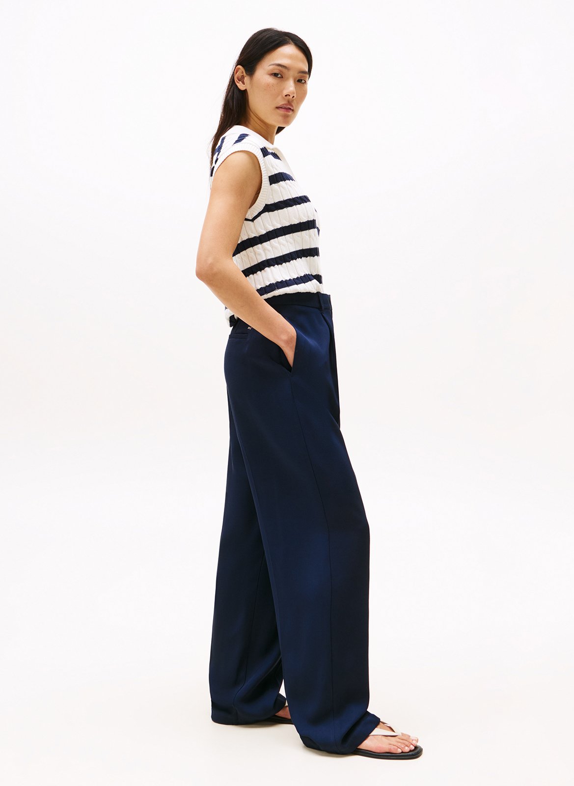 Pantalon large  TOMMY HILFIGER Bleu