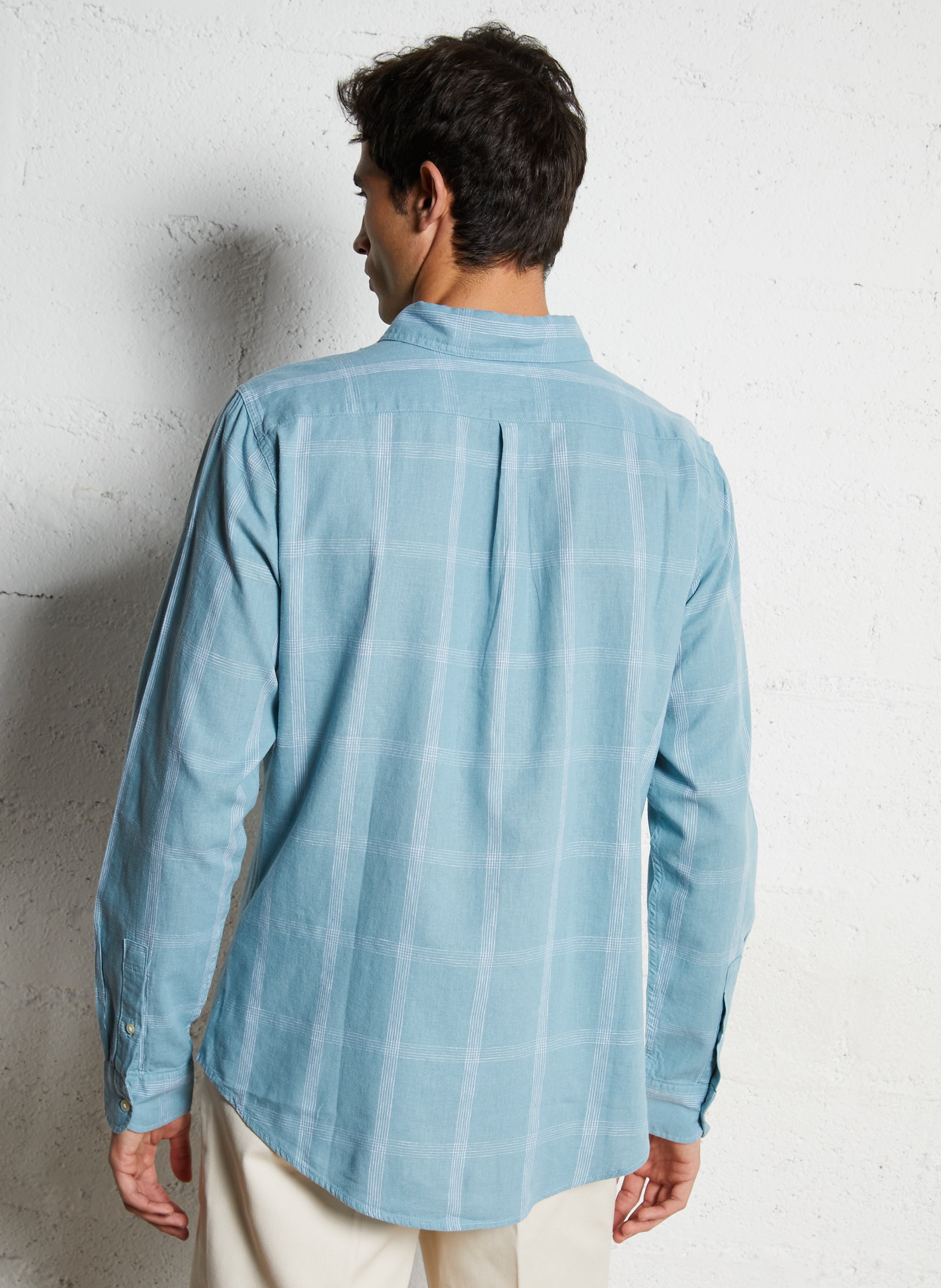 Chemise slim en lin mélangé DOCKERS Bleu