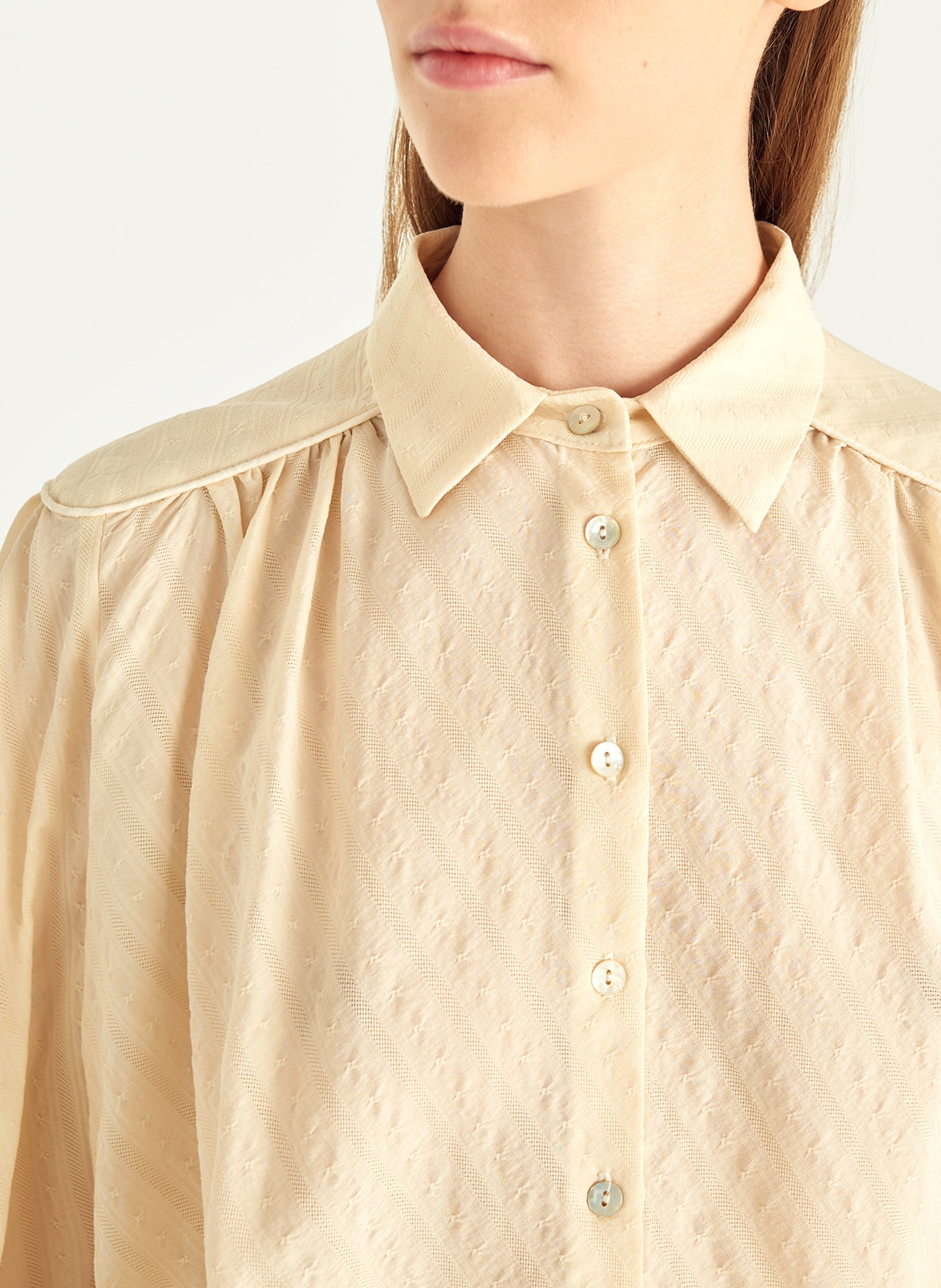 Overhemd met klassieke kraag van wol en zijde COTELAC Wit