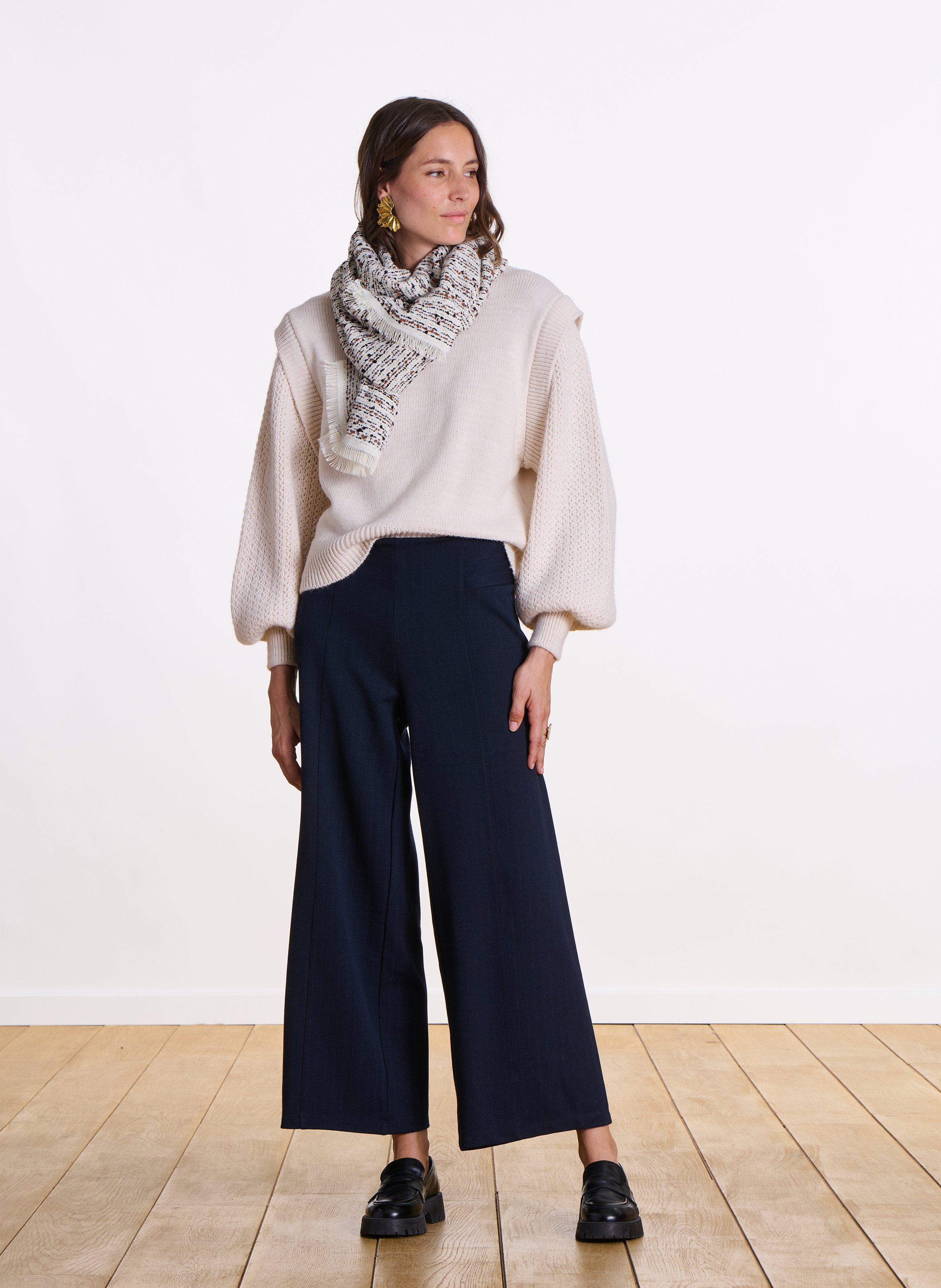 Echarpe rectangulaire effet tweed LA FEE MARABOUTEE Blanc