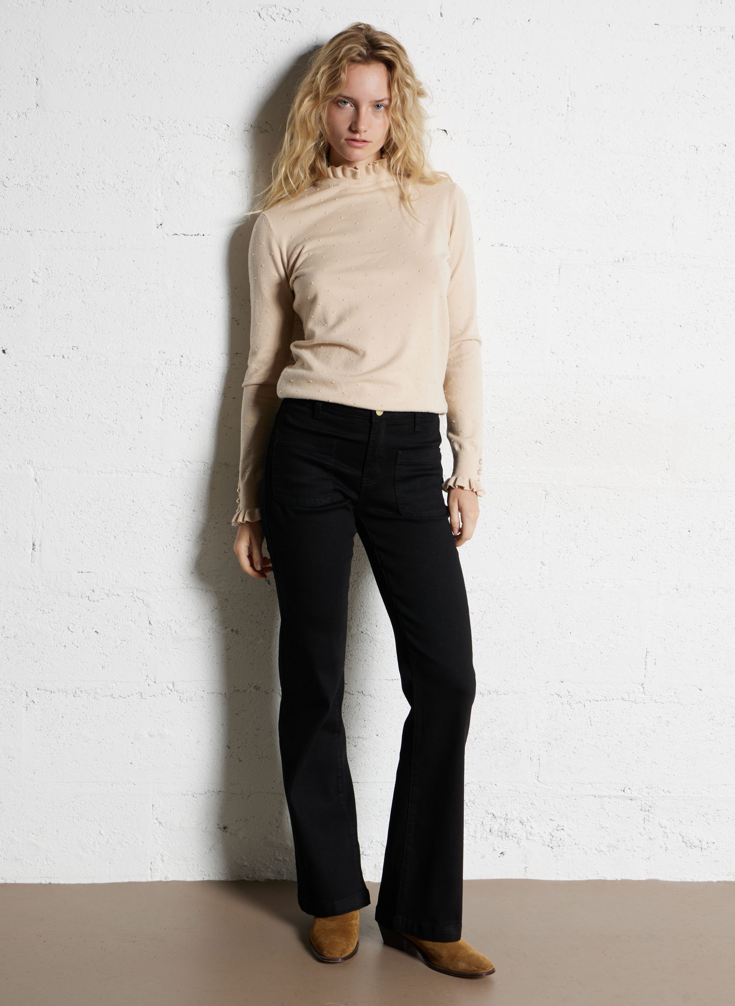 Jean droit en coton mélangé LA PETITE ETOILE Noir