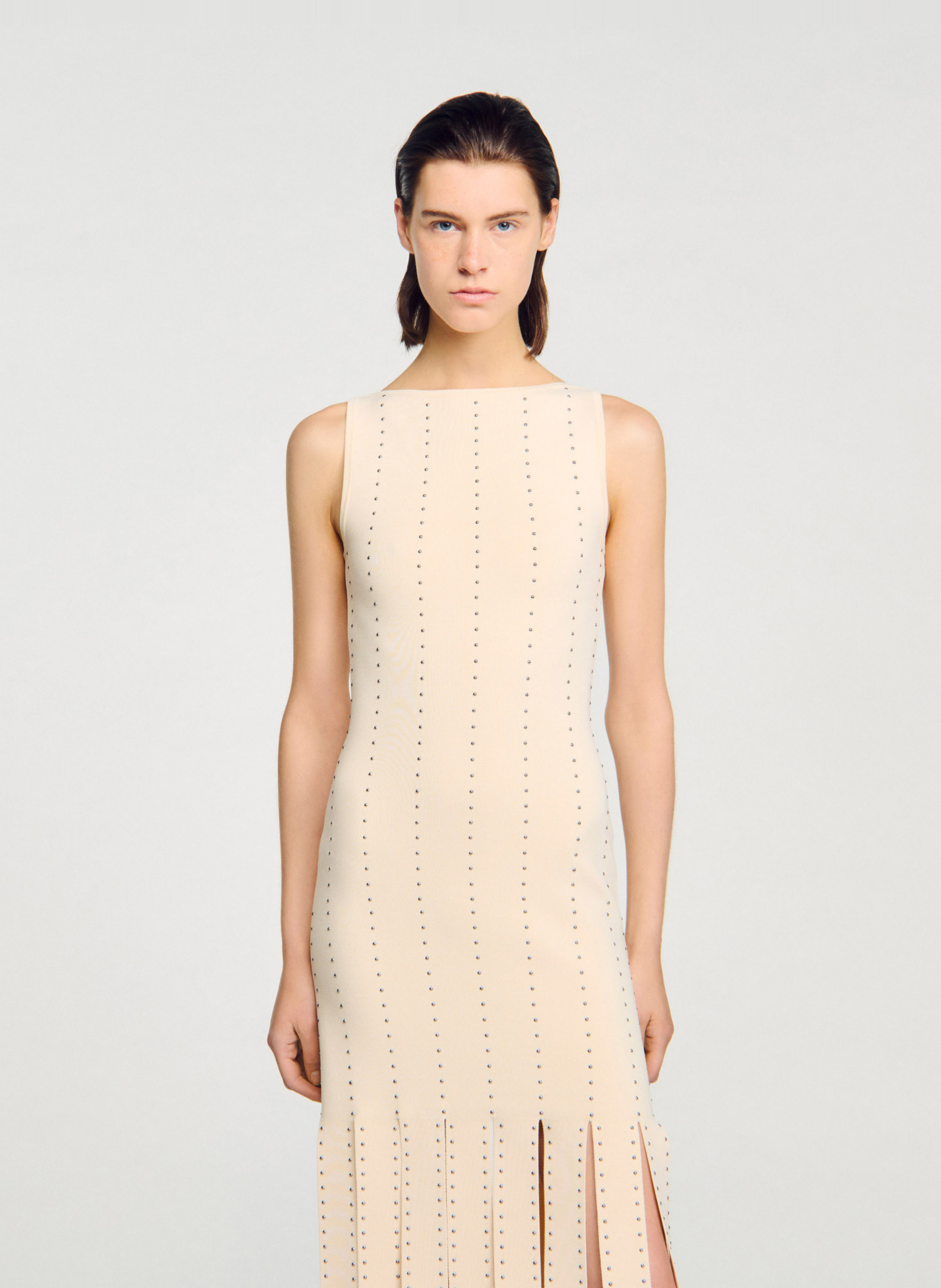 Robe longue col bateau  SANDRO Blanc