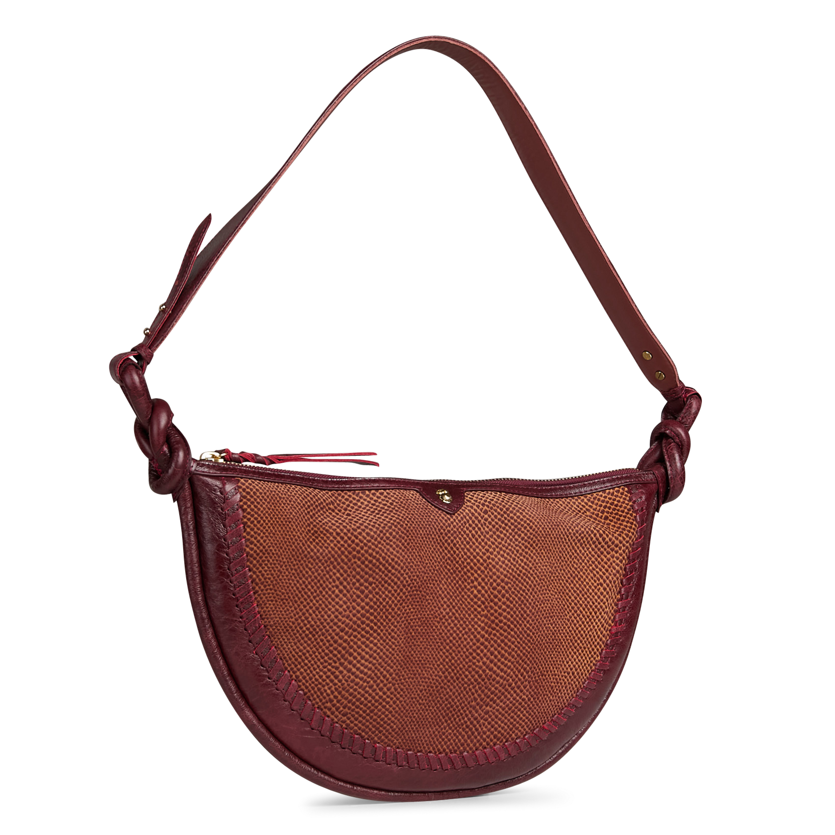 Sac demi-lune en cuir mélangé CLARIS VIROT Rouge