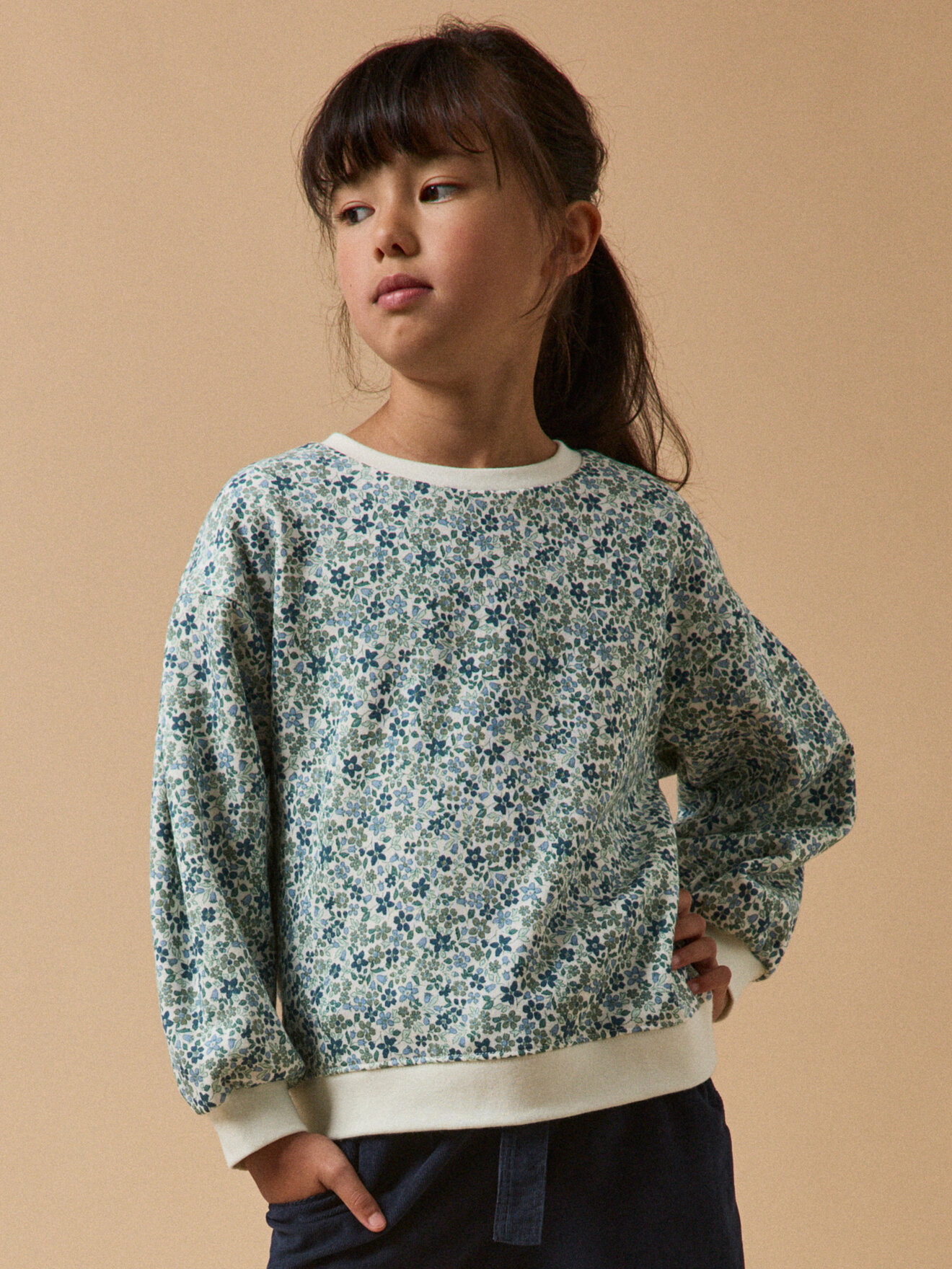 Organic cotton printed Jeanne sweatshirt CYRILLUS Blue