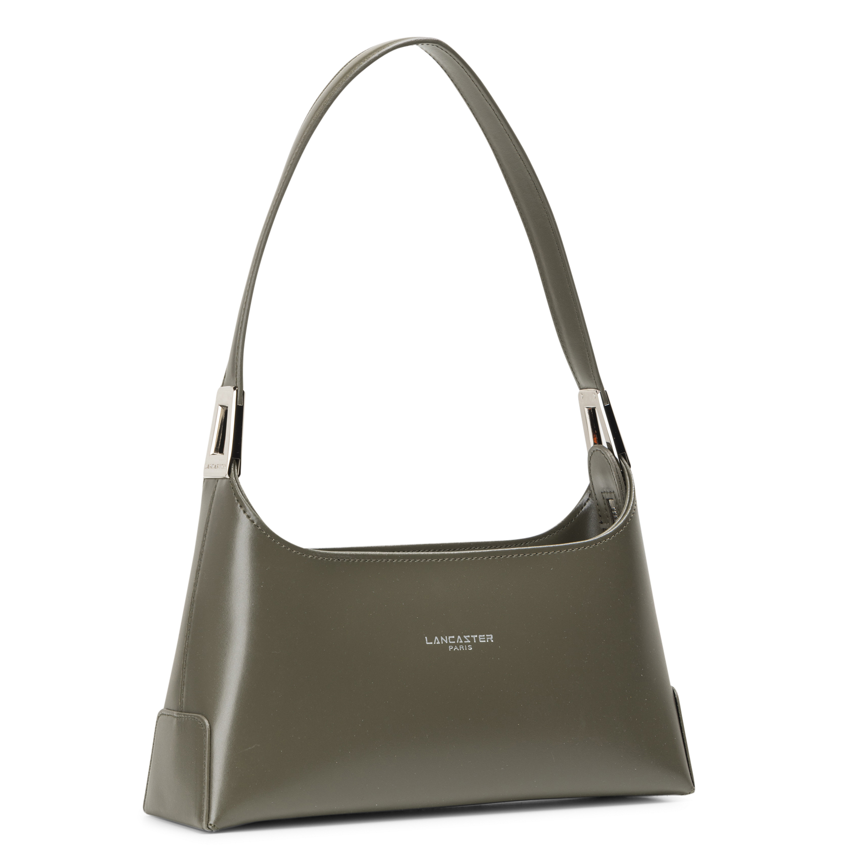 Zipped leather baguette bag LANCASTER PARIS Khaki