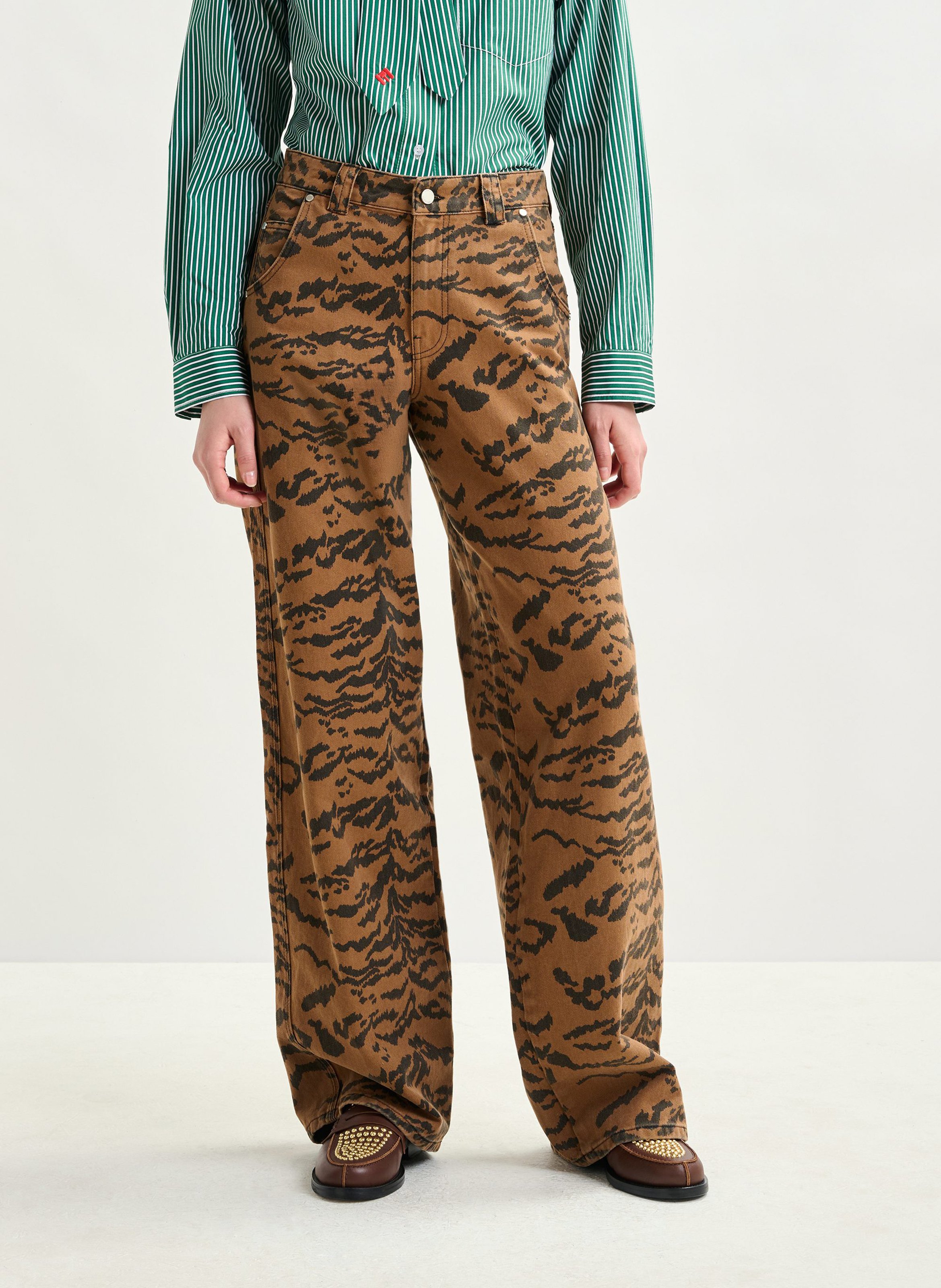 Pantalon large en coton ESSENTIEL ANTWERP Marron