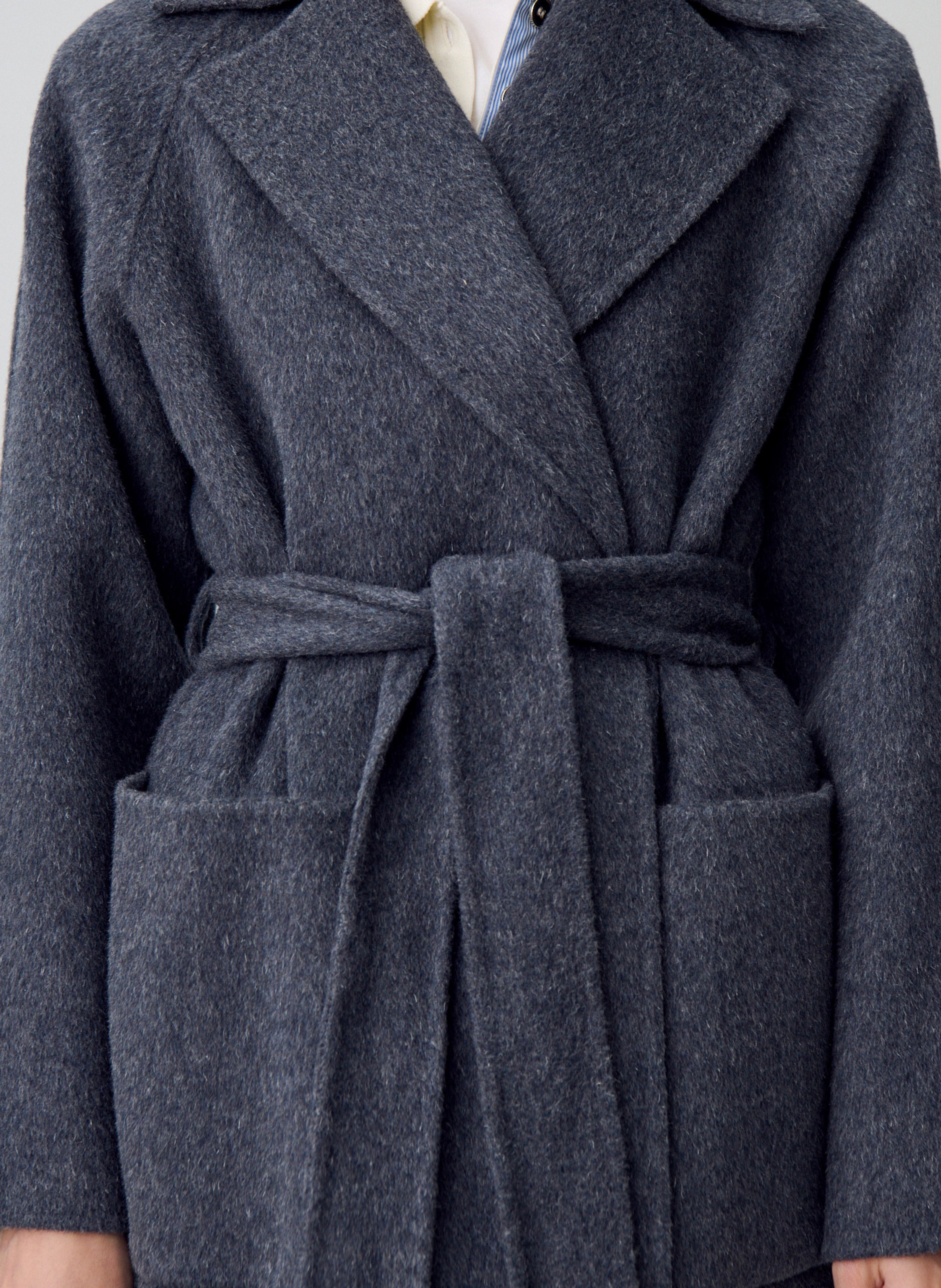 Manteau col tailleur en laine mélangée CLAUDIE PIERLOT Gris