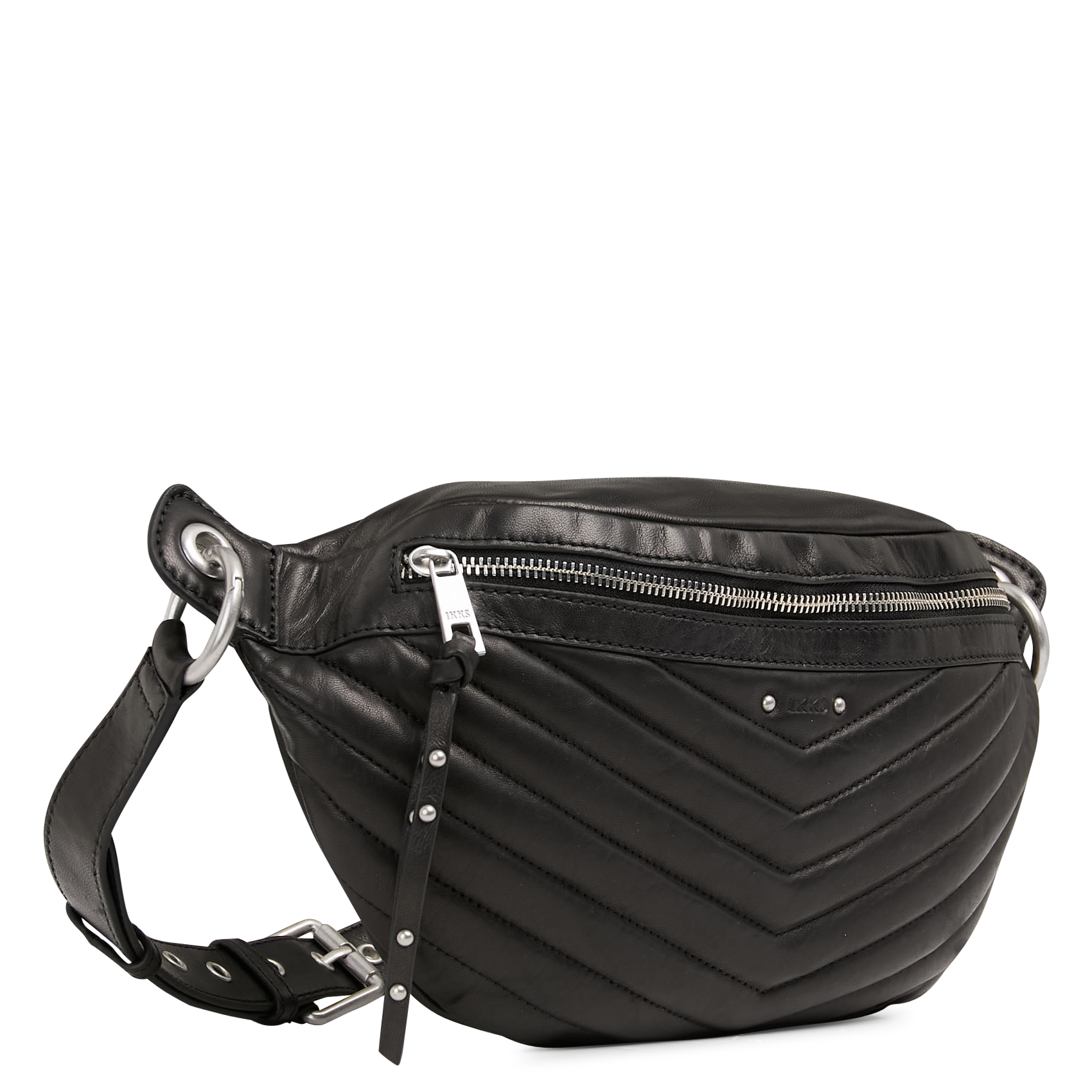 Quilted leather waist bag IKKS Black