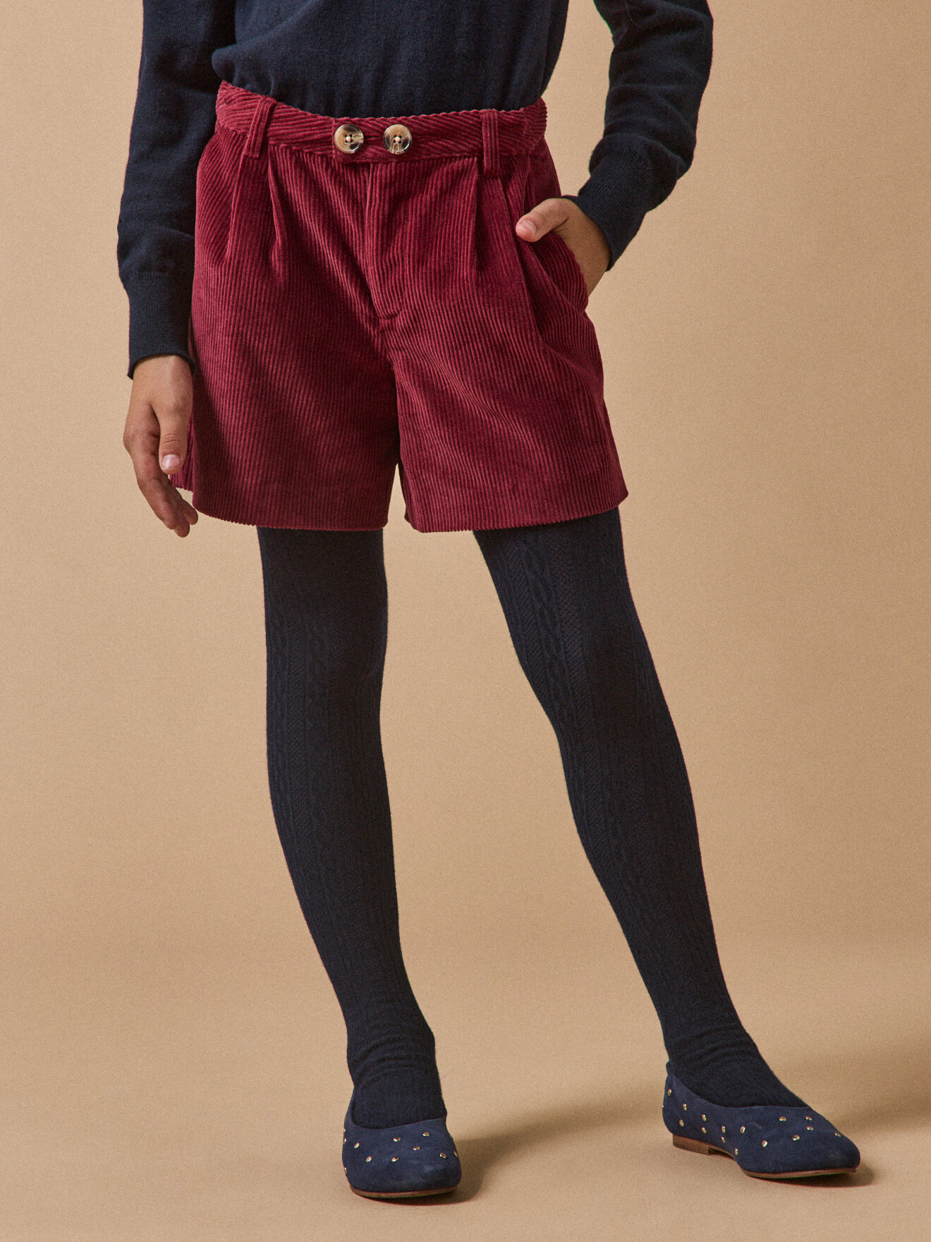 High-waisted velvet shorts CYRILLUS Pink