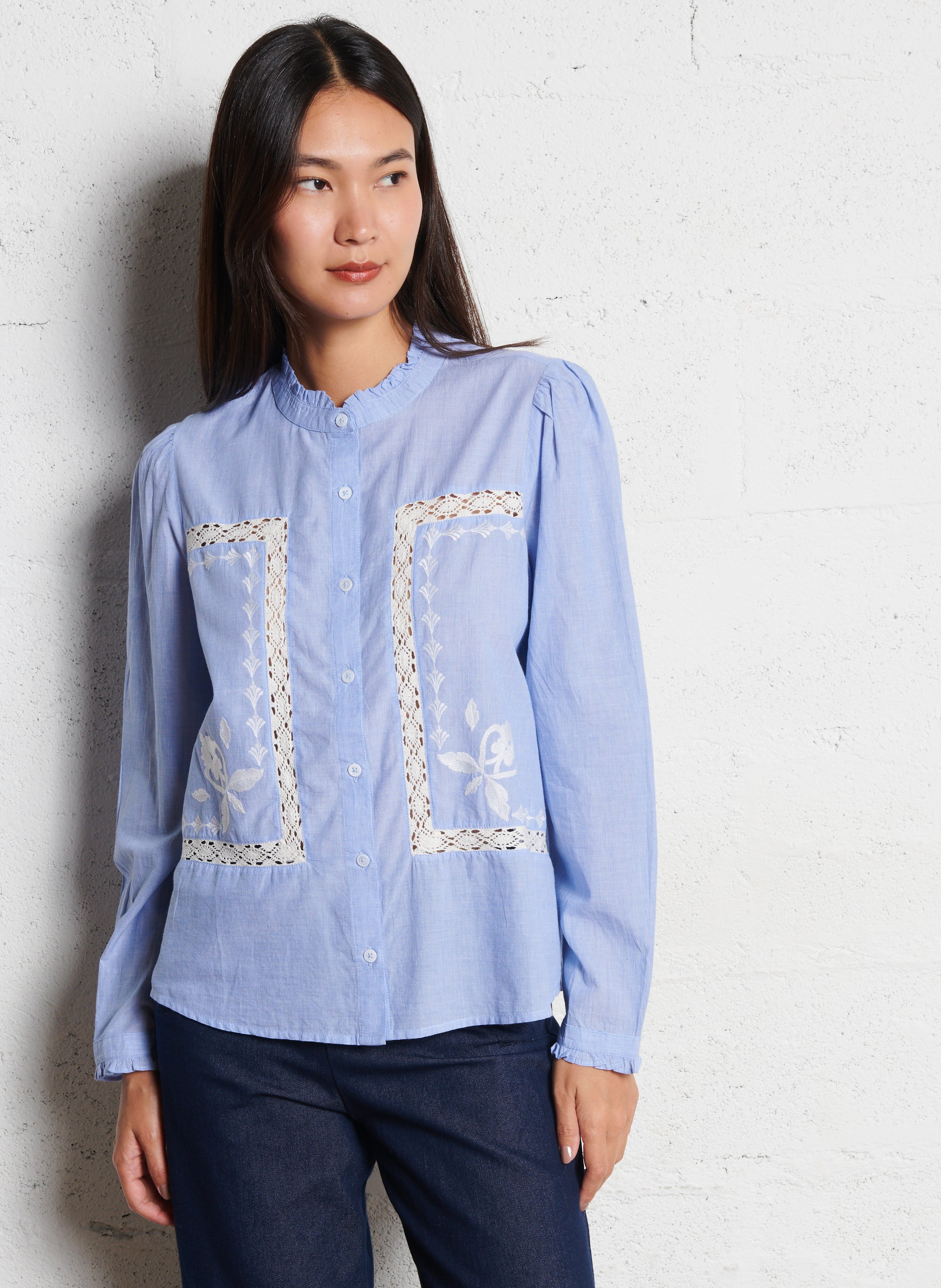 Blouse col officier en coton LA PETITE ETOILE Bleu