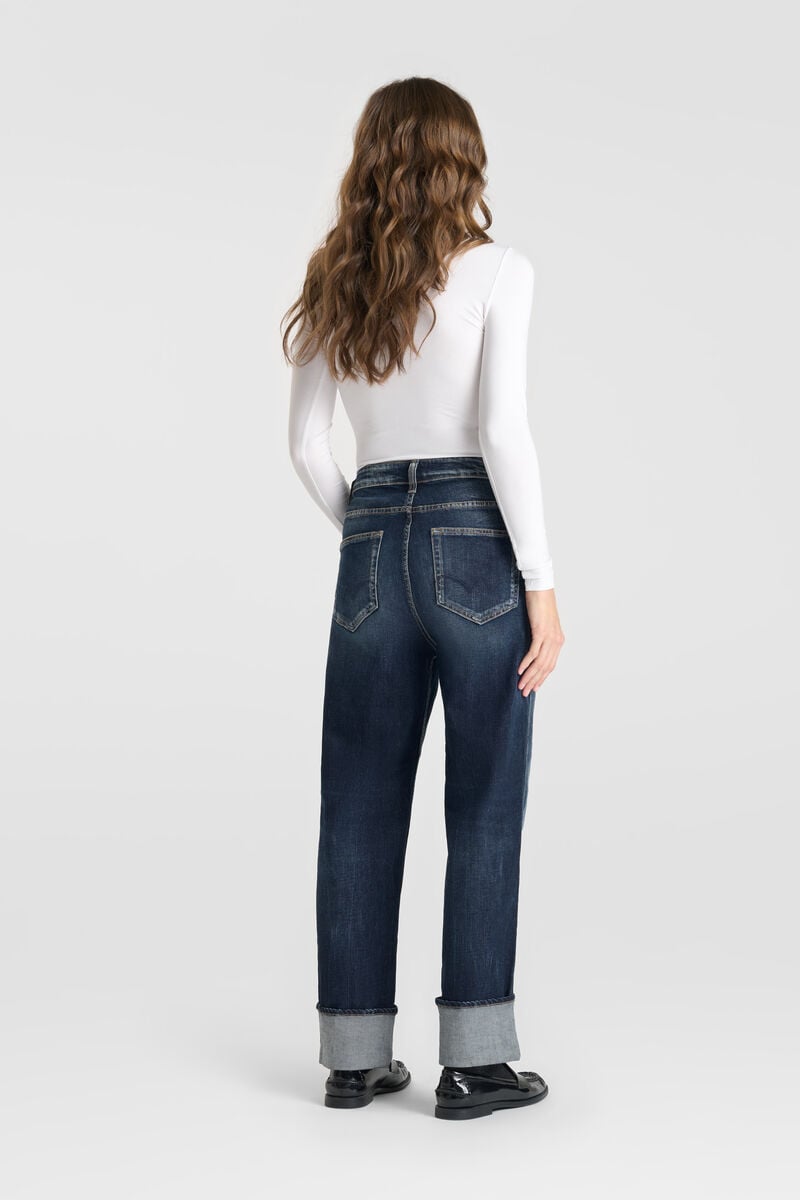 Loose, oversized girlfriend high-waisted jeans, length 34 LE TEMPS DES CERISES Blue