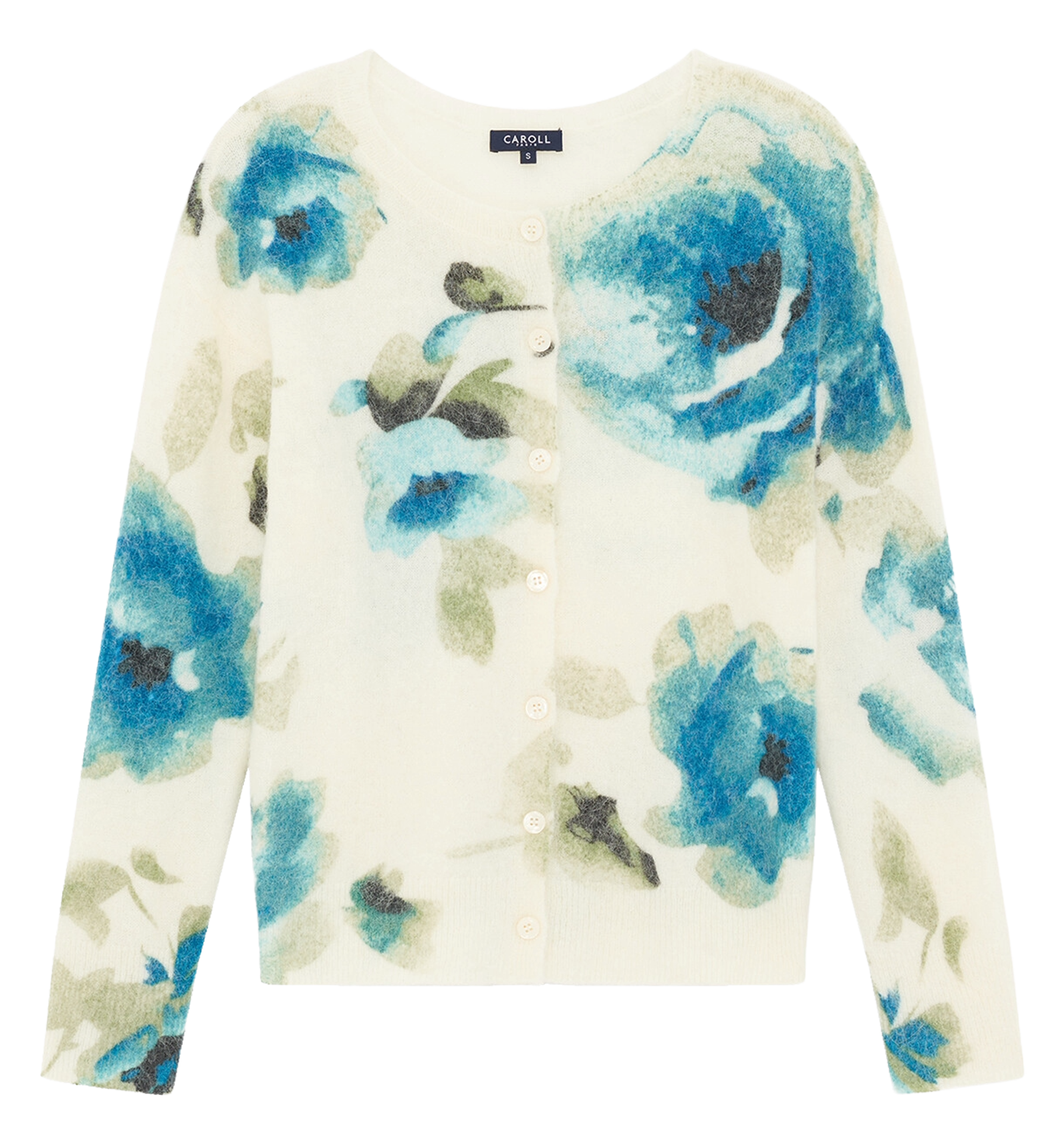 Floral straight wool blend vest CAROLL Beige