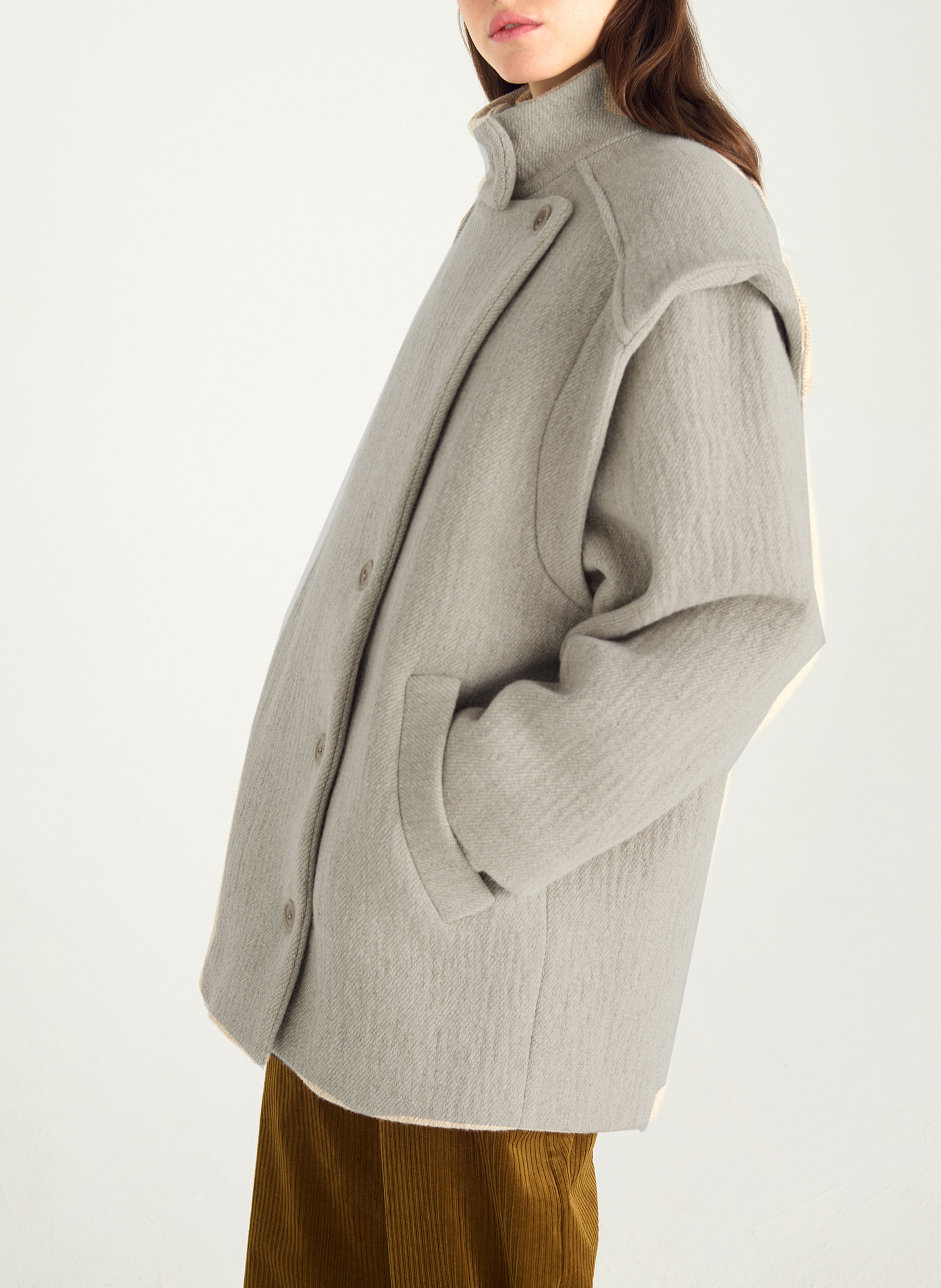 Manteau col montant en laine mélangée COTELAC Blanc