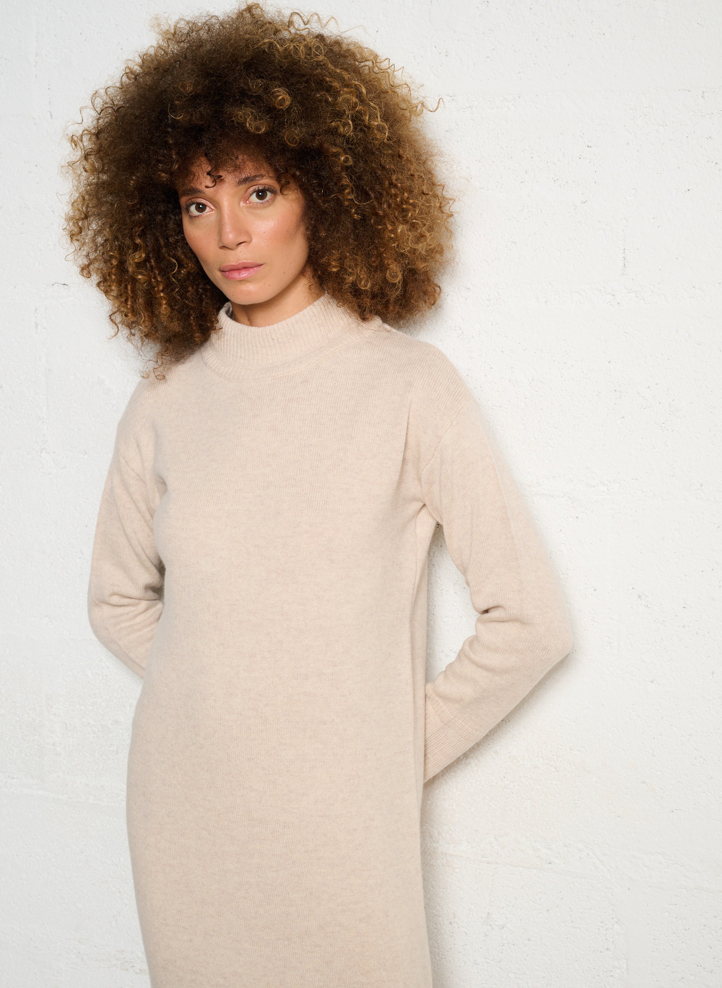 Straight high-neck wool sweater dress MAISON 123