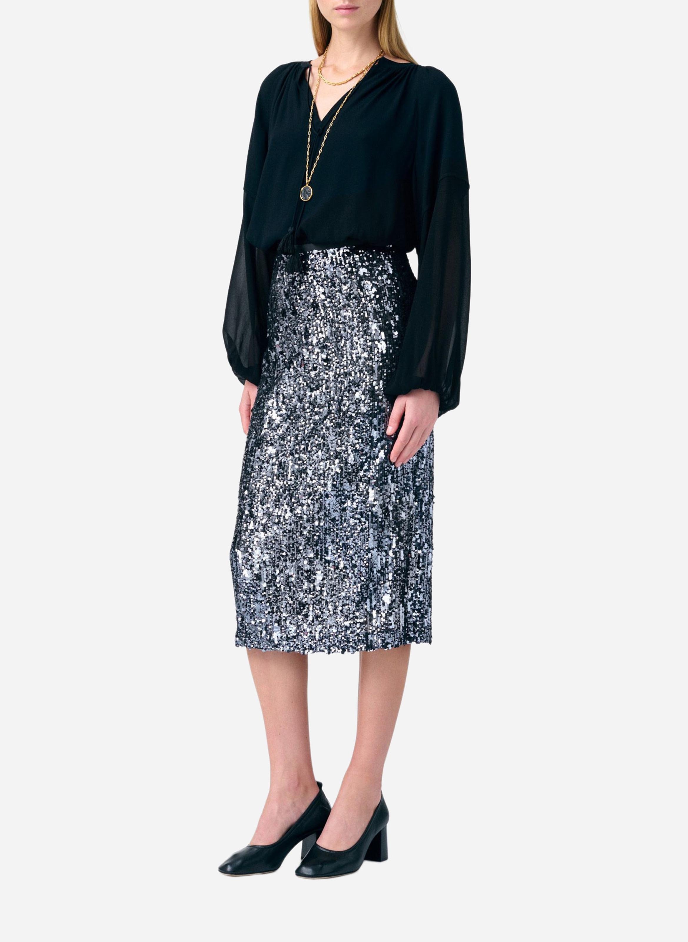 Jupe midi à sequins VANESSA BRUNO Gris