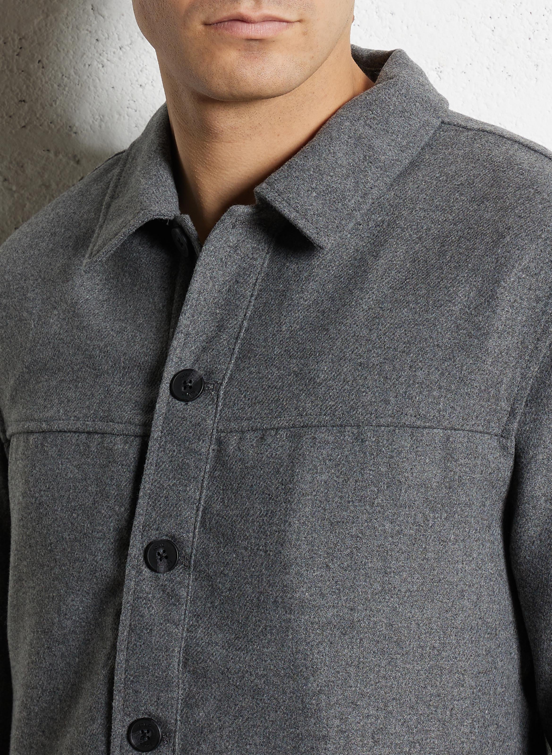 Straight classic collar wool shirt SOLID Grey