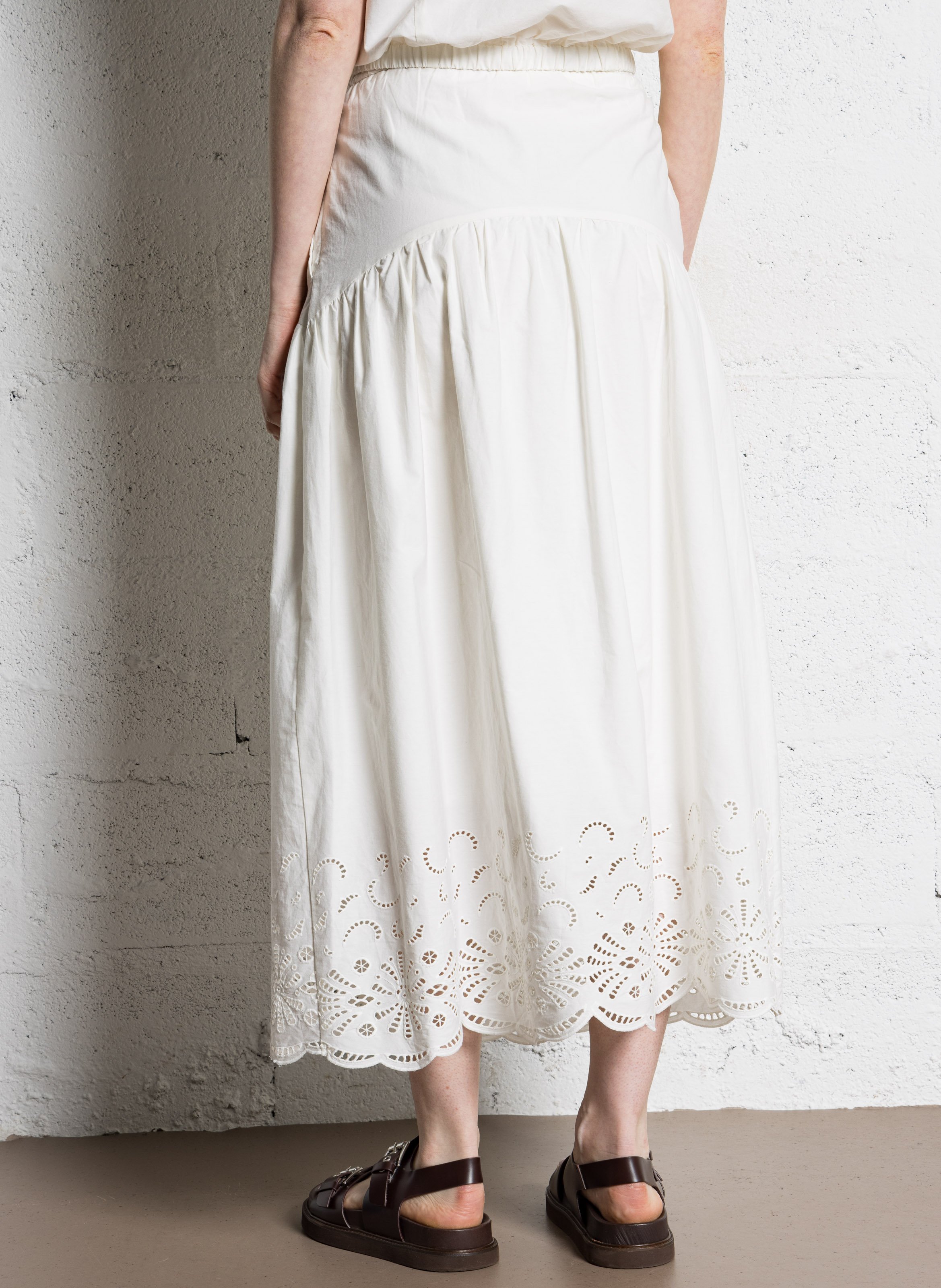 Jupe longue ample à bas dentelle SUNCOO Blanc