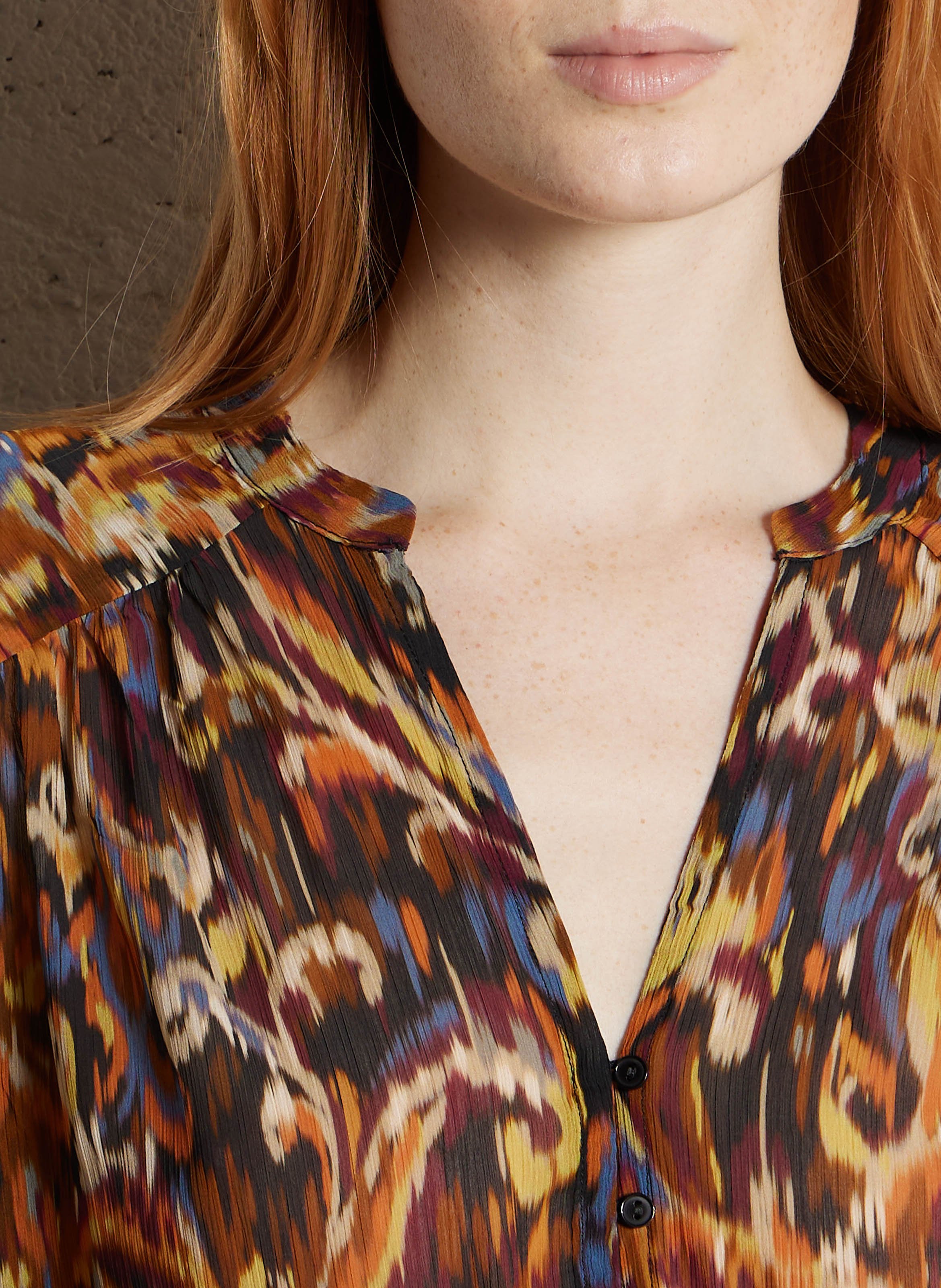 Top ample col V imprimé SUD EXPRESS Jaune