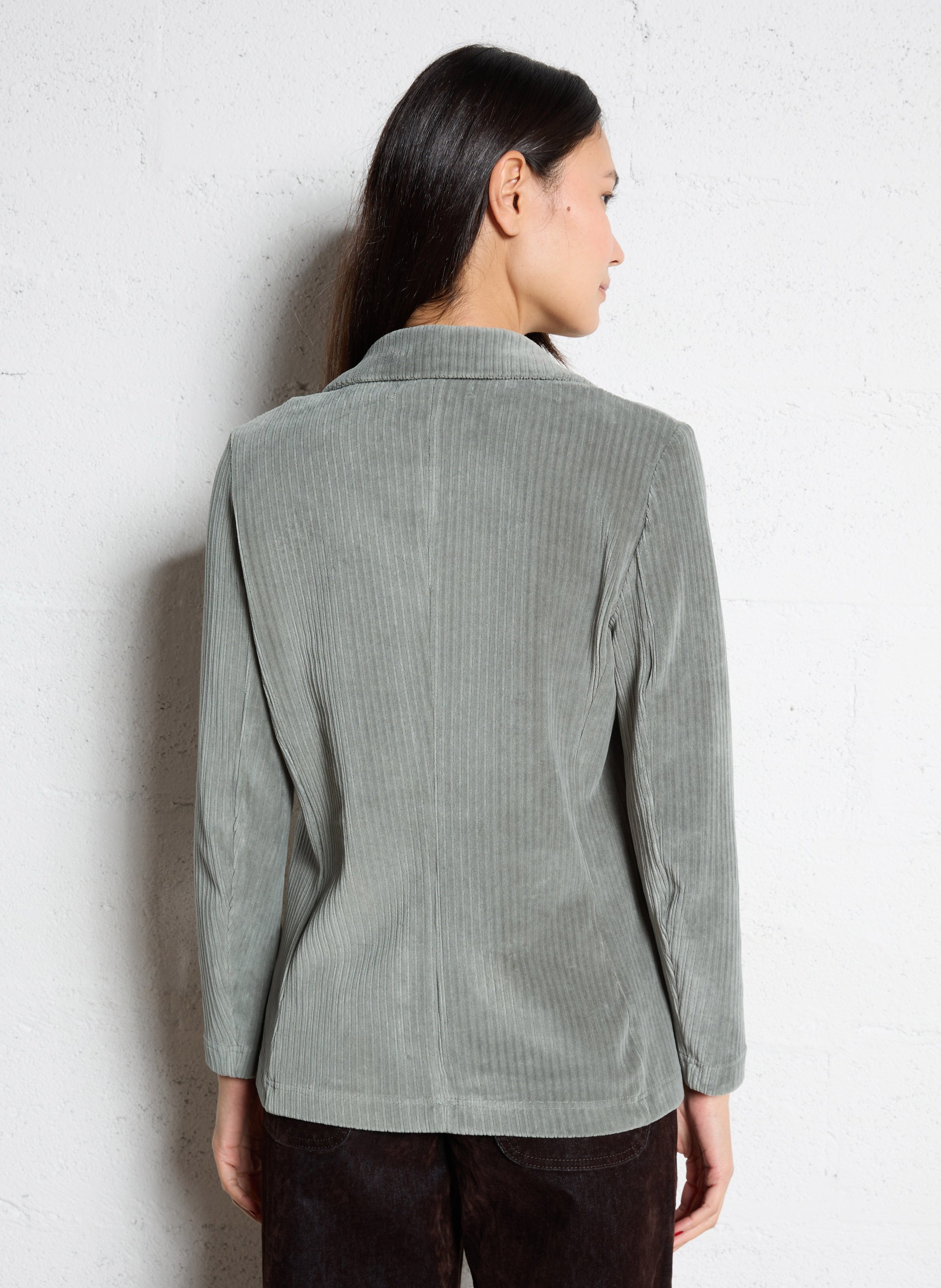 Veste droite col tailleur en velours côtelé NICE THINGS Vert