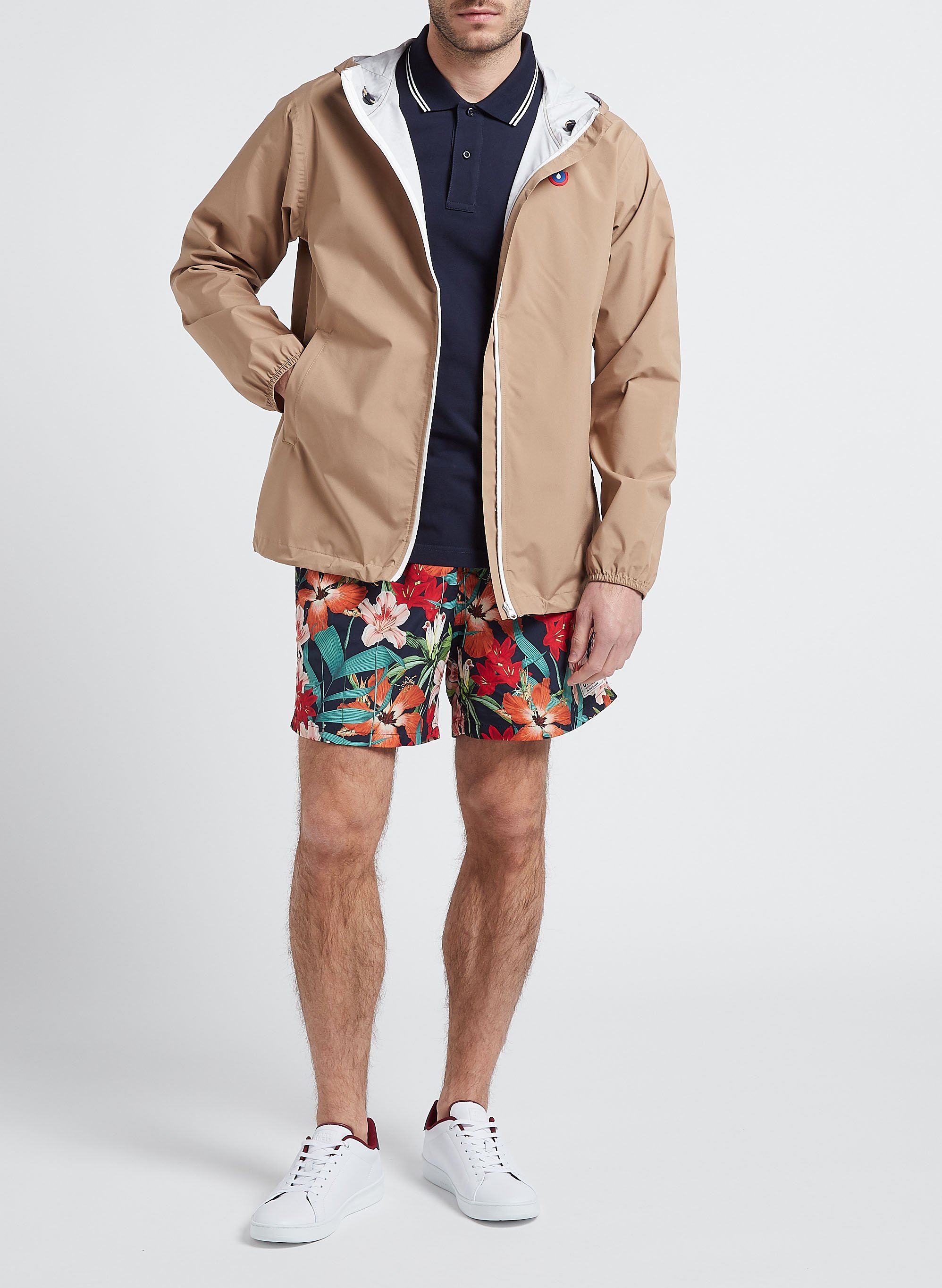 Korte regenjas met capuchon FLOTTE Beige