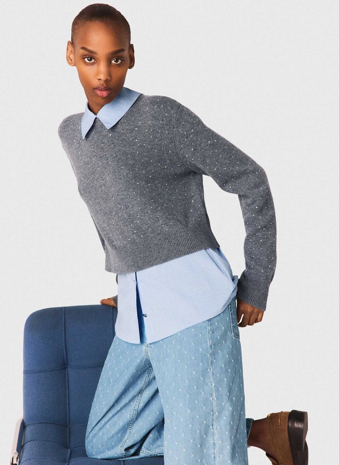 Straight 3-in-1 wool blend sweater MAJE Grey