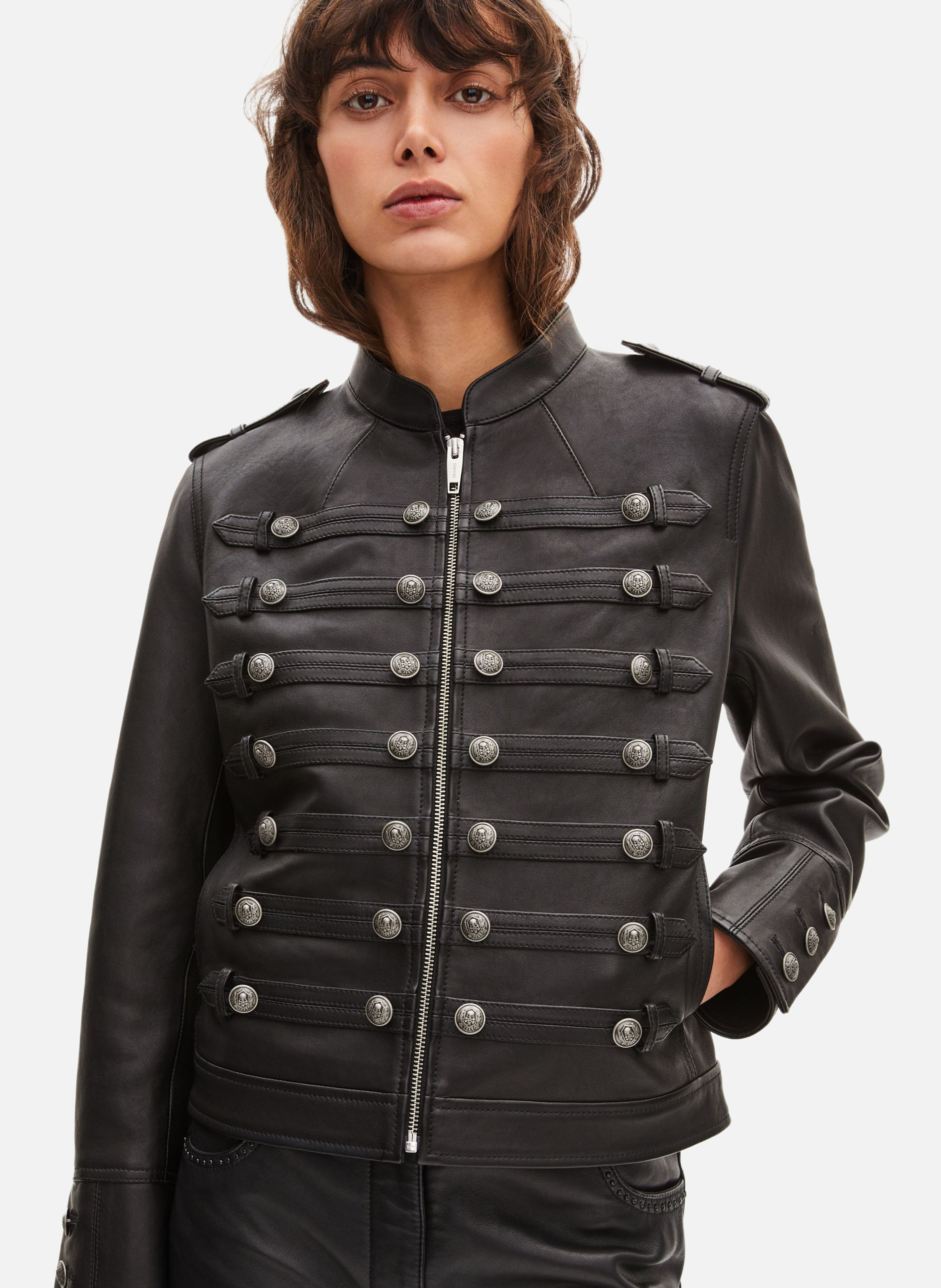 Leather officer style jacket THE KOOPLES Black