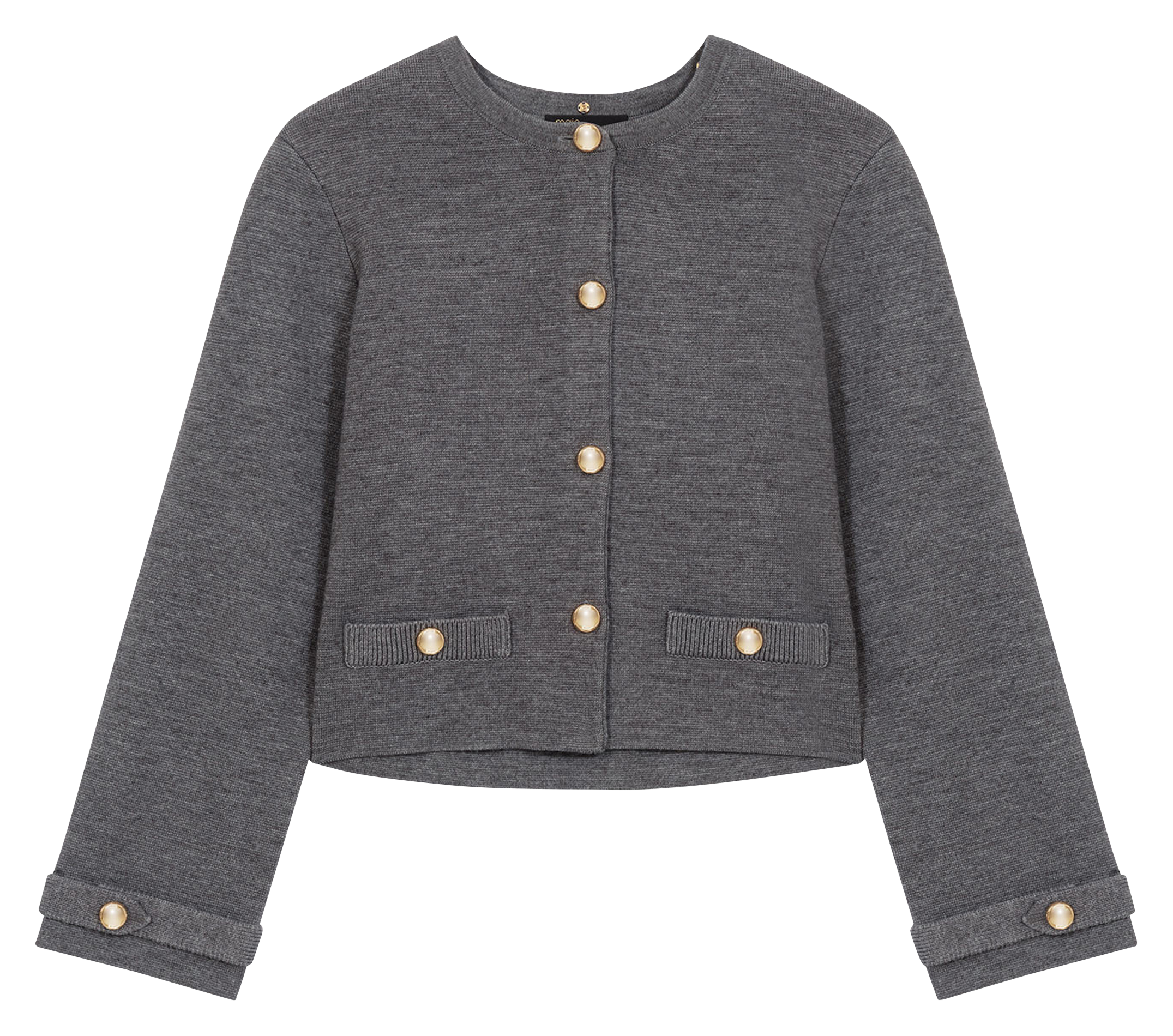 Cardigan droit col rond MAJE Gris