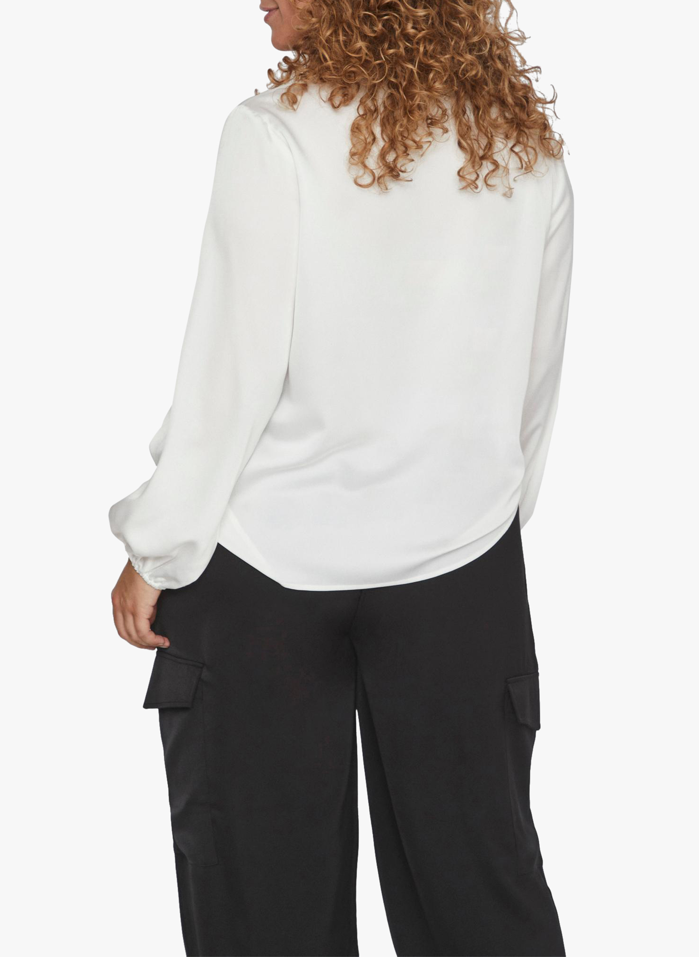 Blouse col V satinée EVOKED Blanc