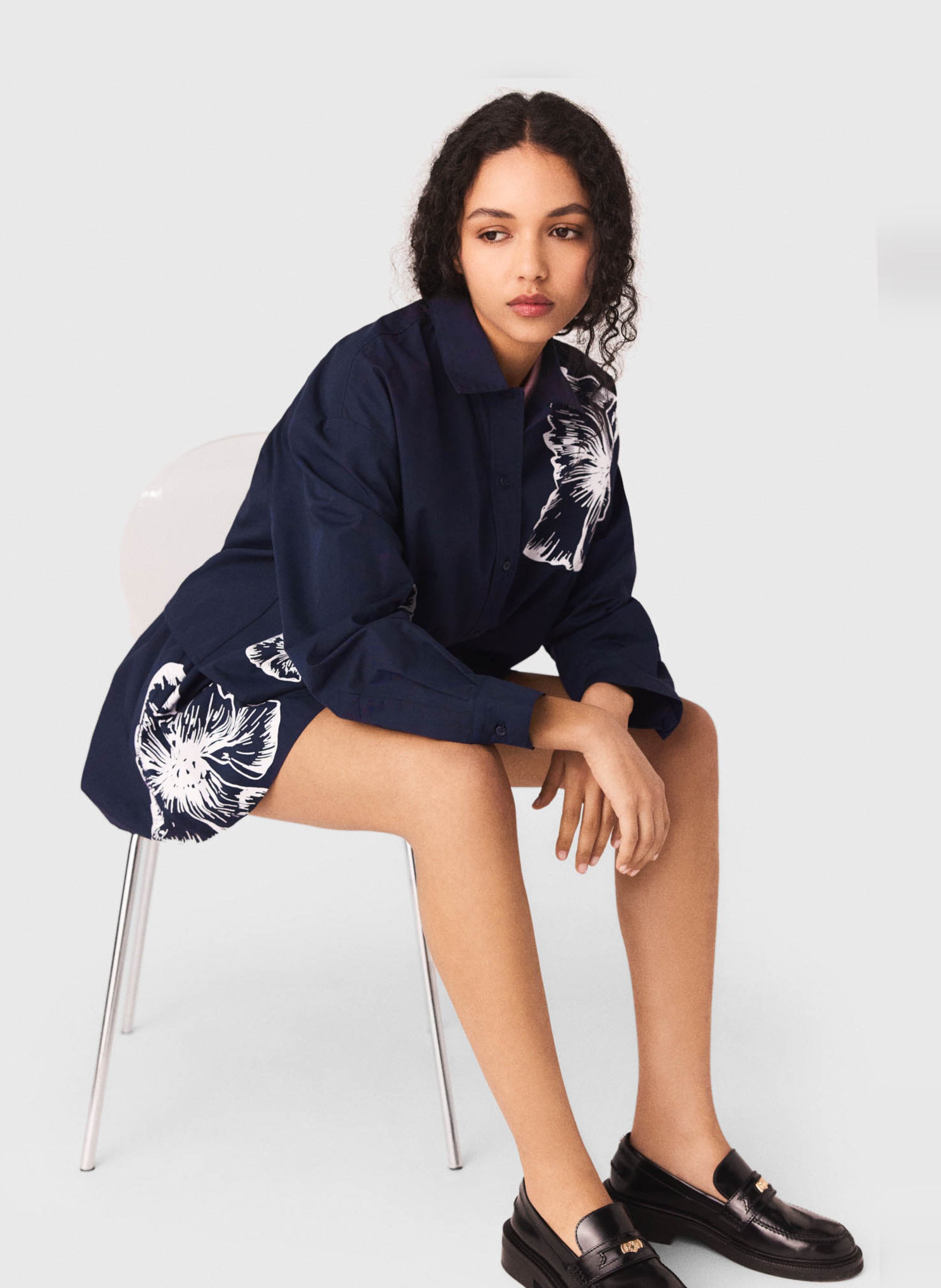 Floral print cotton shirt MAJE Blue