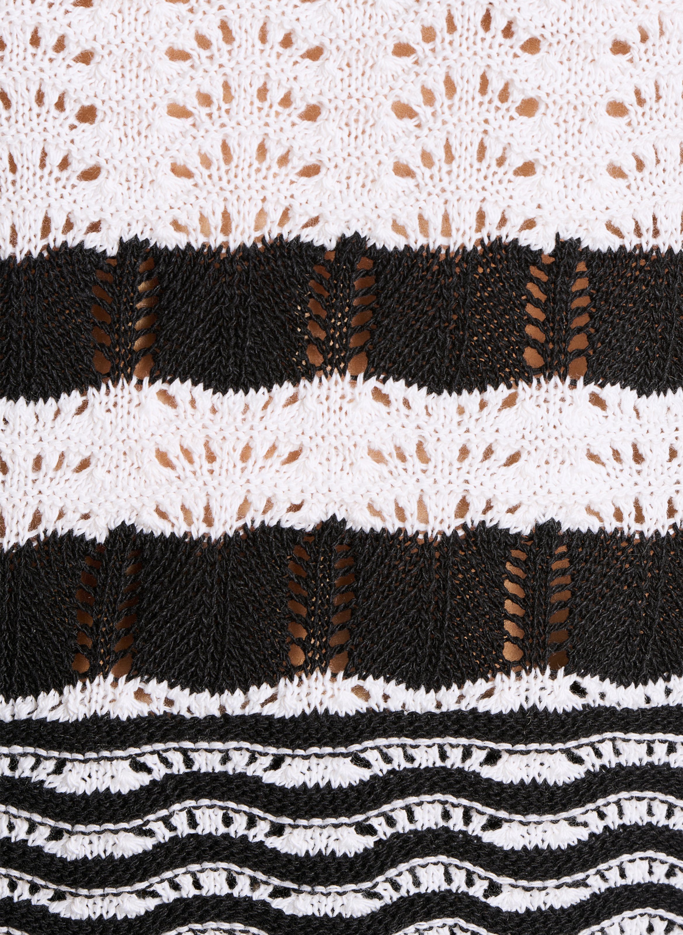 Pull en maille rayée ajourée sans manches LA FEE MARABOUTEE Noir