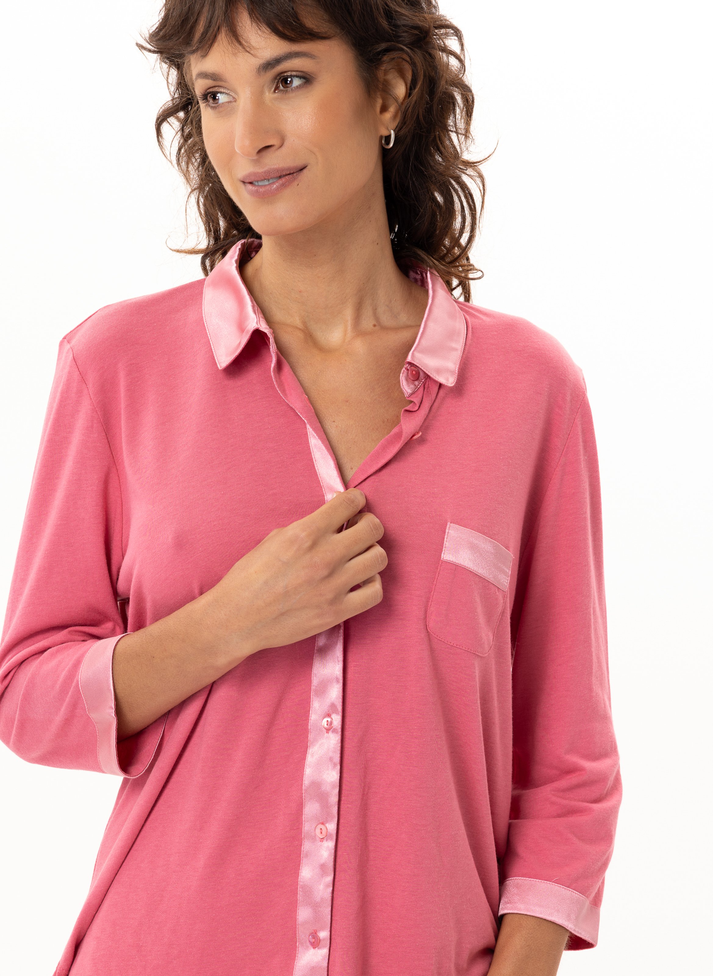 Buttoned cotton modal pajamas LE CHAT Pink