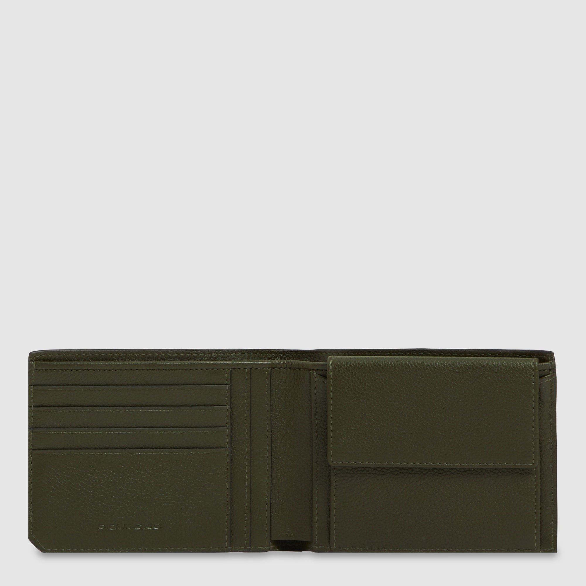 Men's leather wallet with coin pocket and RFID protection PIQUADRO Green