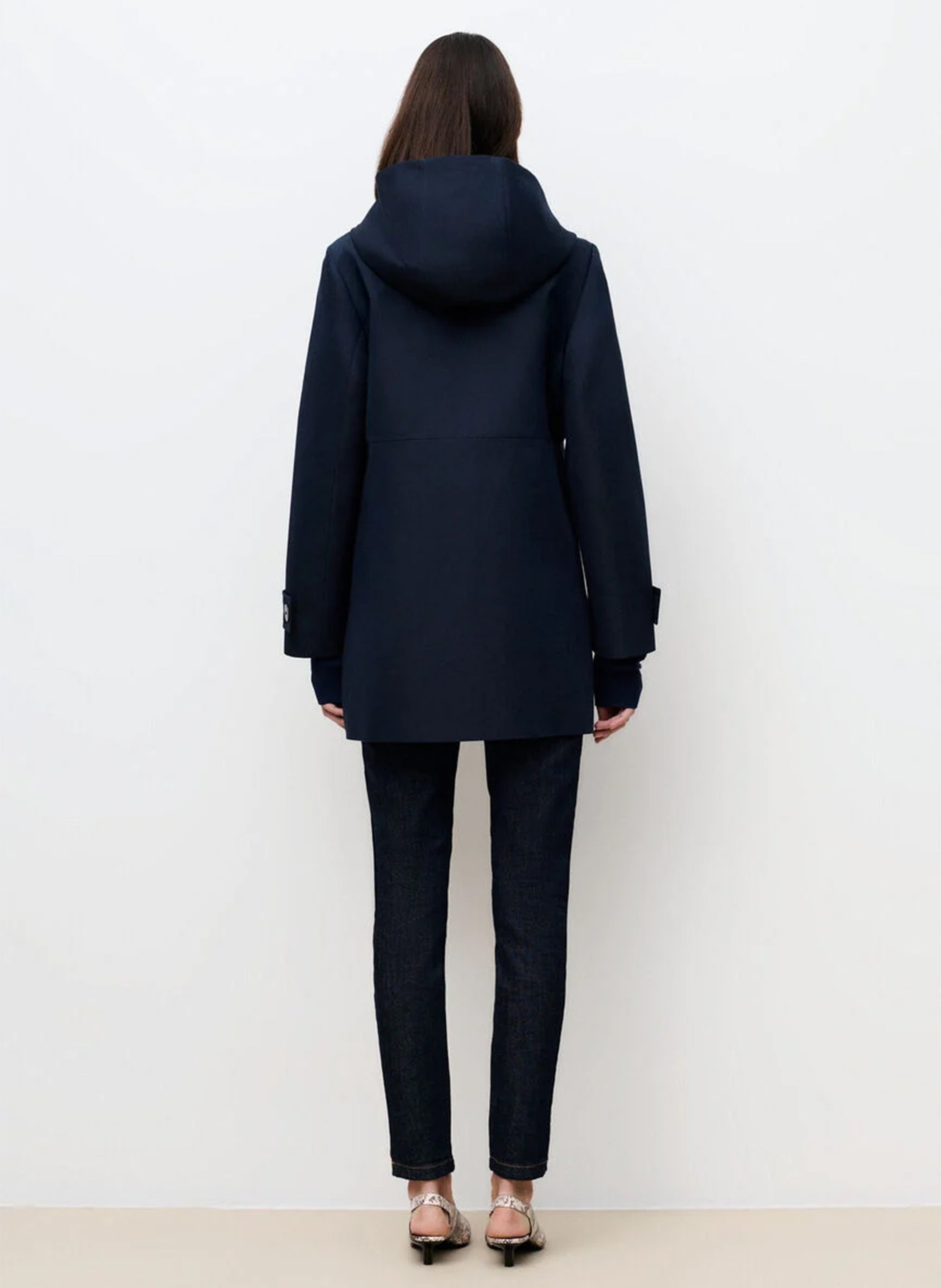 Trench droit à capuche en coton mélangé CAROLL Bleu