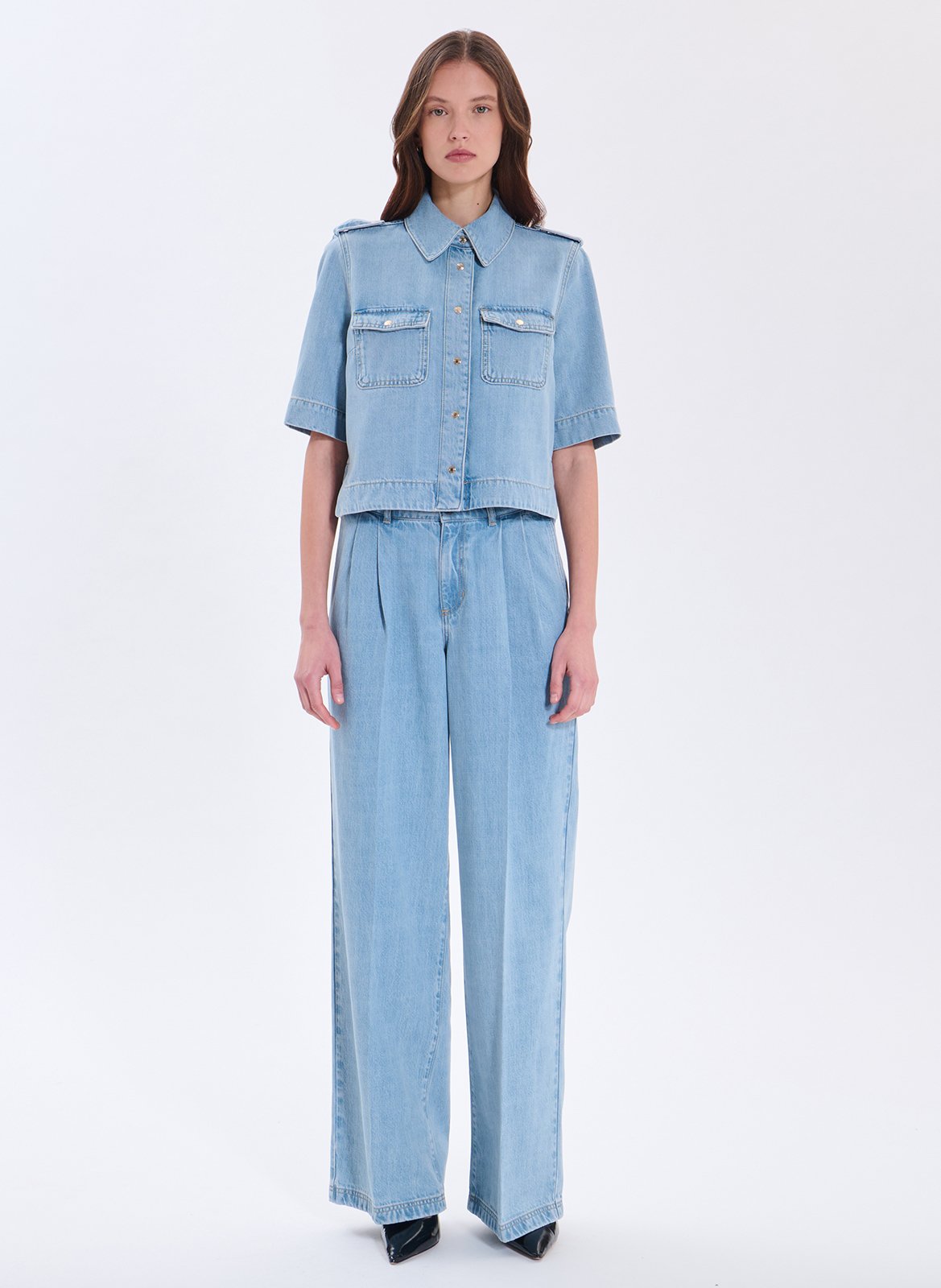 Chemise en denim col classique ZAPA Bleu