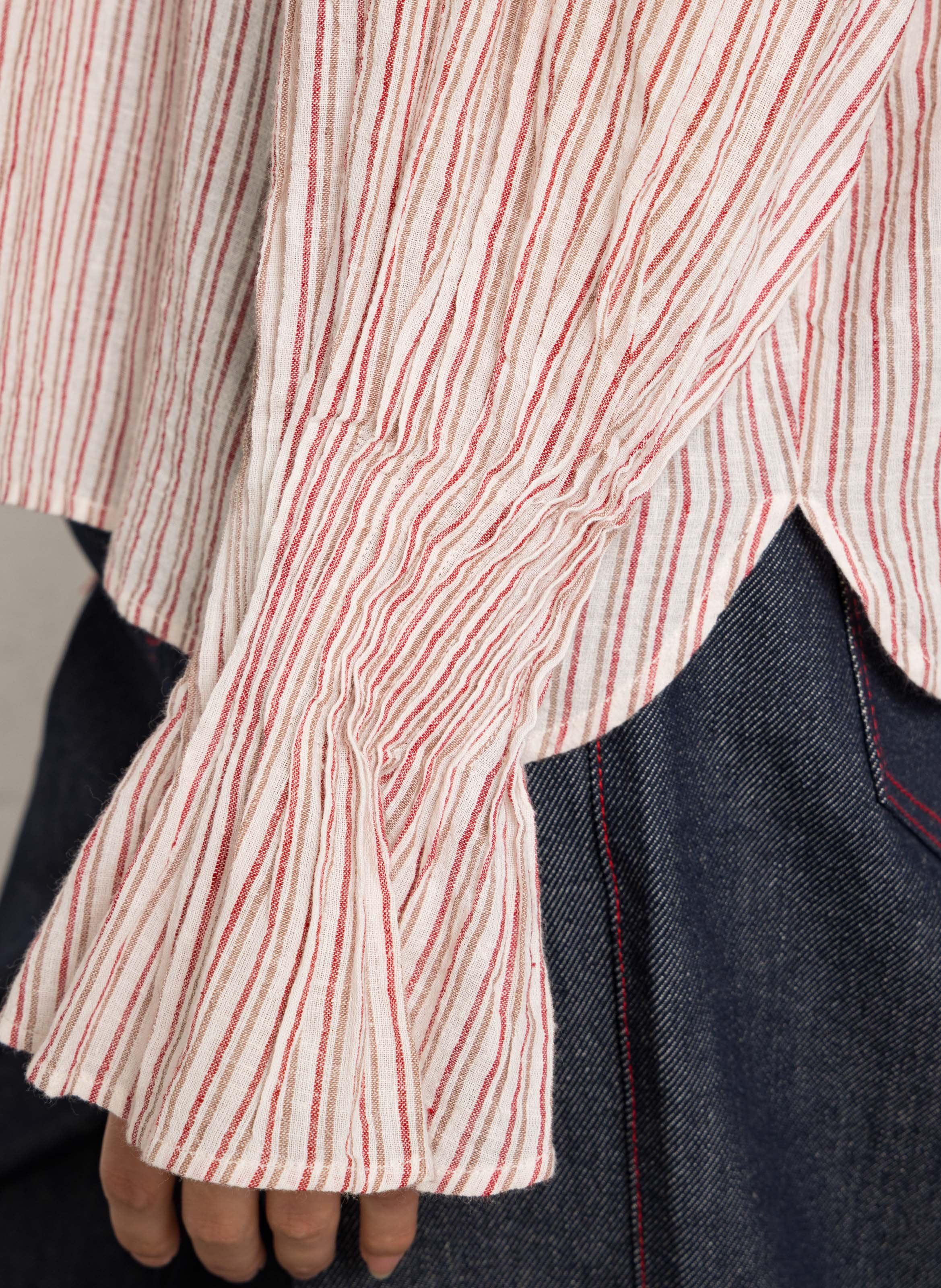 Blouse col tunisien en coton mélangé LAURENCE BRAS Beige