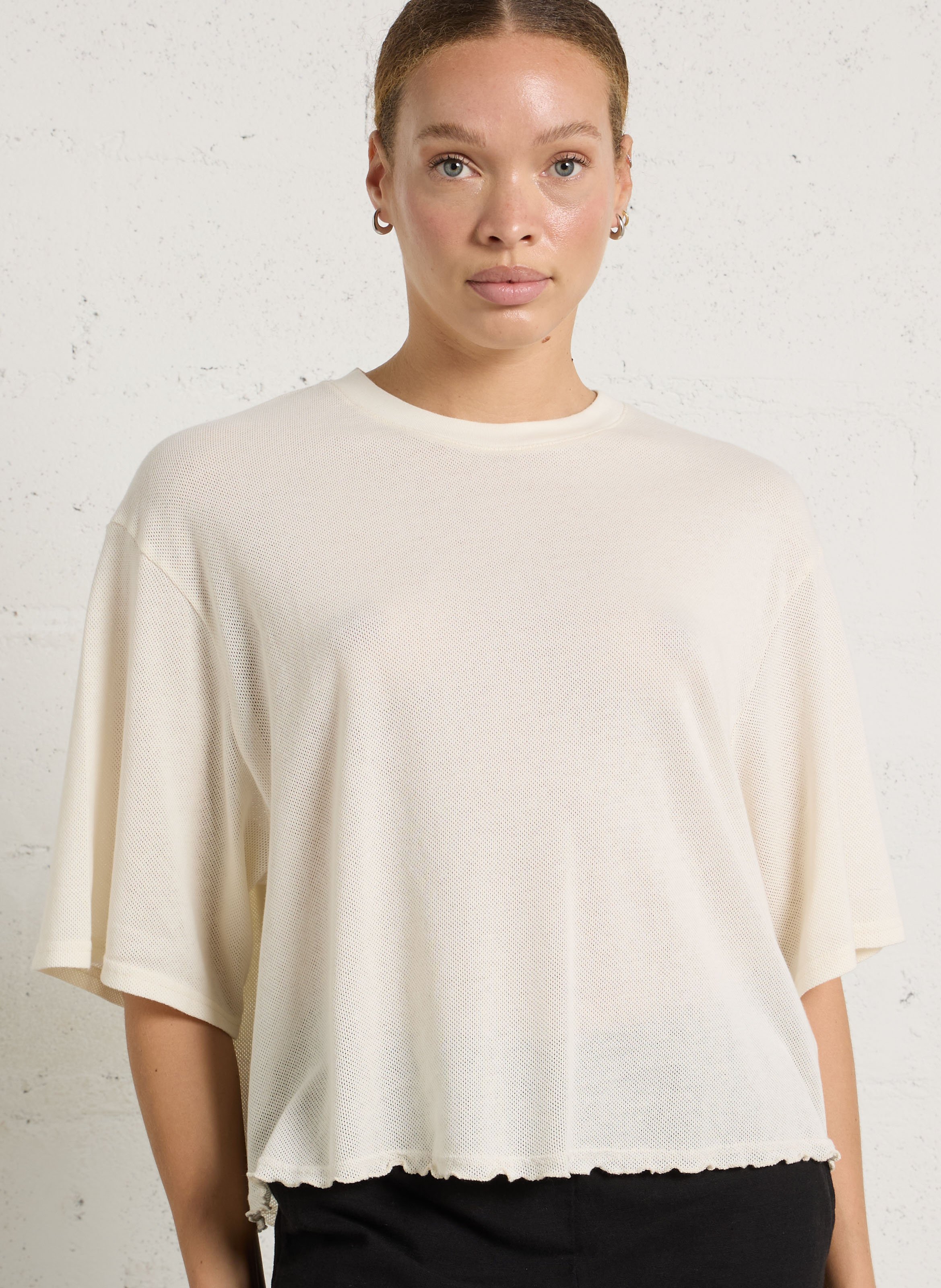 Oversized, katoenen T-shirt met ronde hals AMERICAN VINTAGE Beige