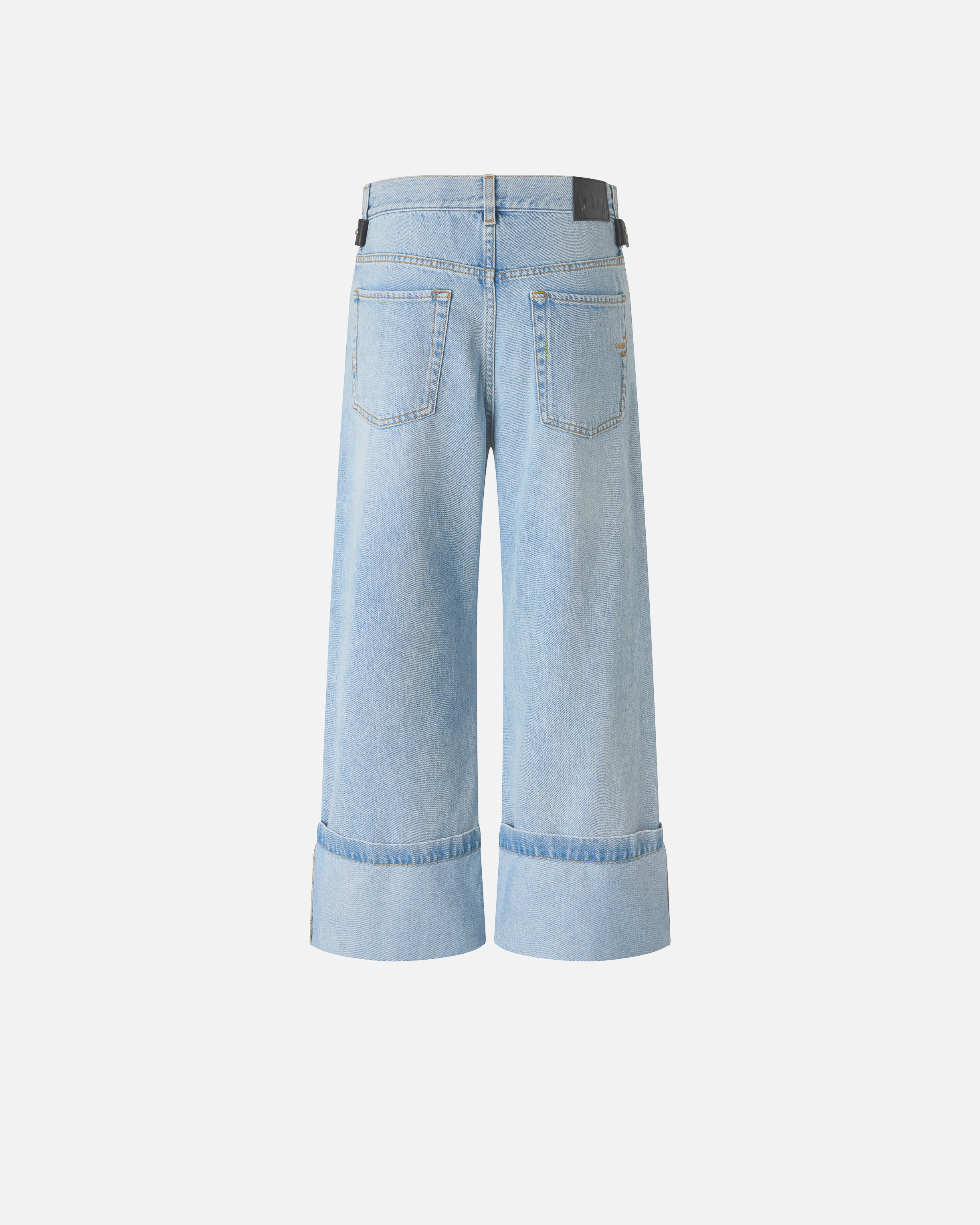 Jean cropped avec ceinture en cuir PINKO Bleu